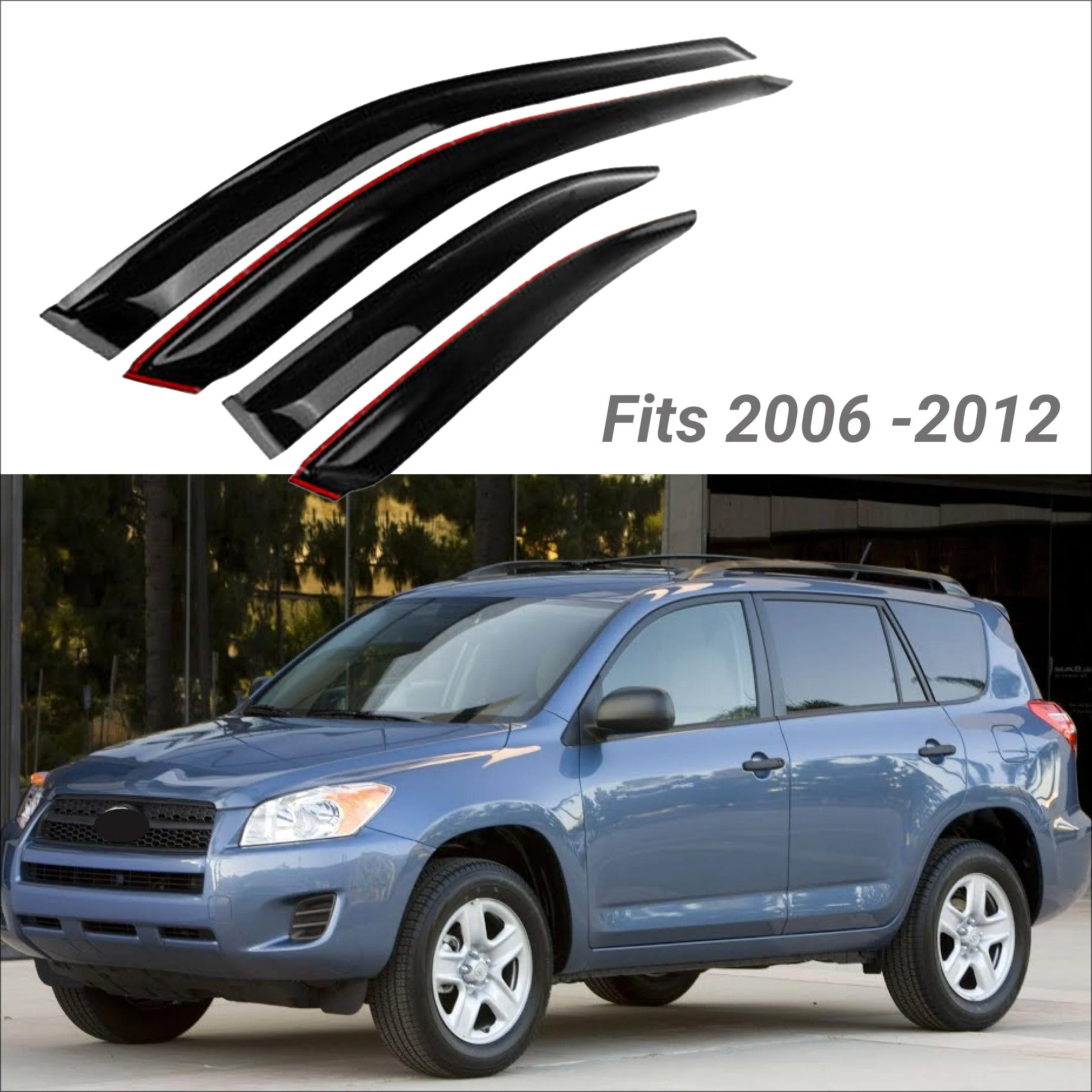 Fit 2006-2012 TOYOTA RAV4 Out-Channel Vent Window Visors Rain Sun Wind Guards Shade Deflectors - Image 2