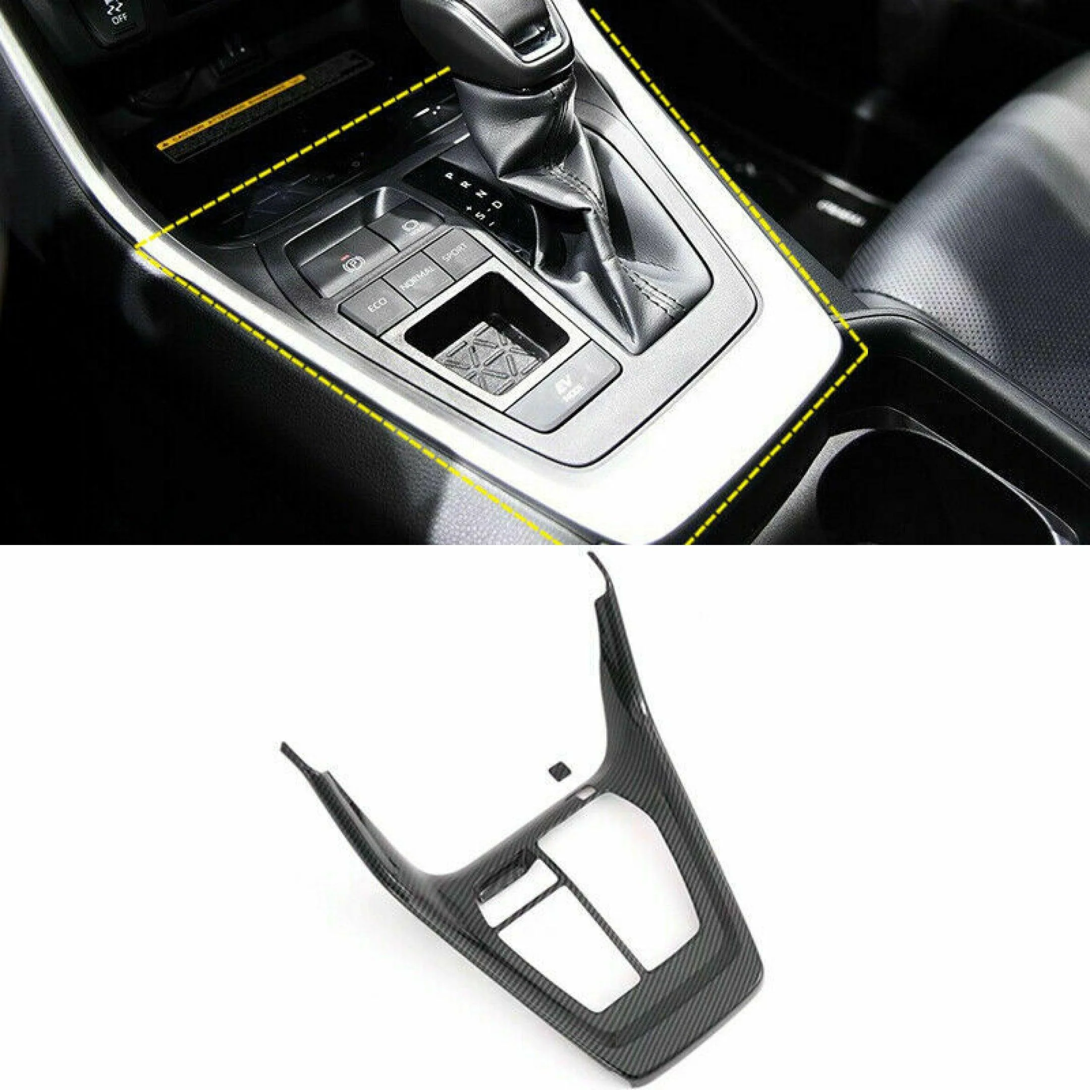 Fits 2019-2024 Toyota RAV4 Gear Position Shift Panel Box Cover (Carbon Fiber Print)