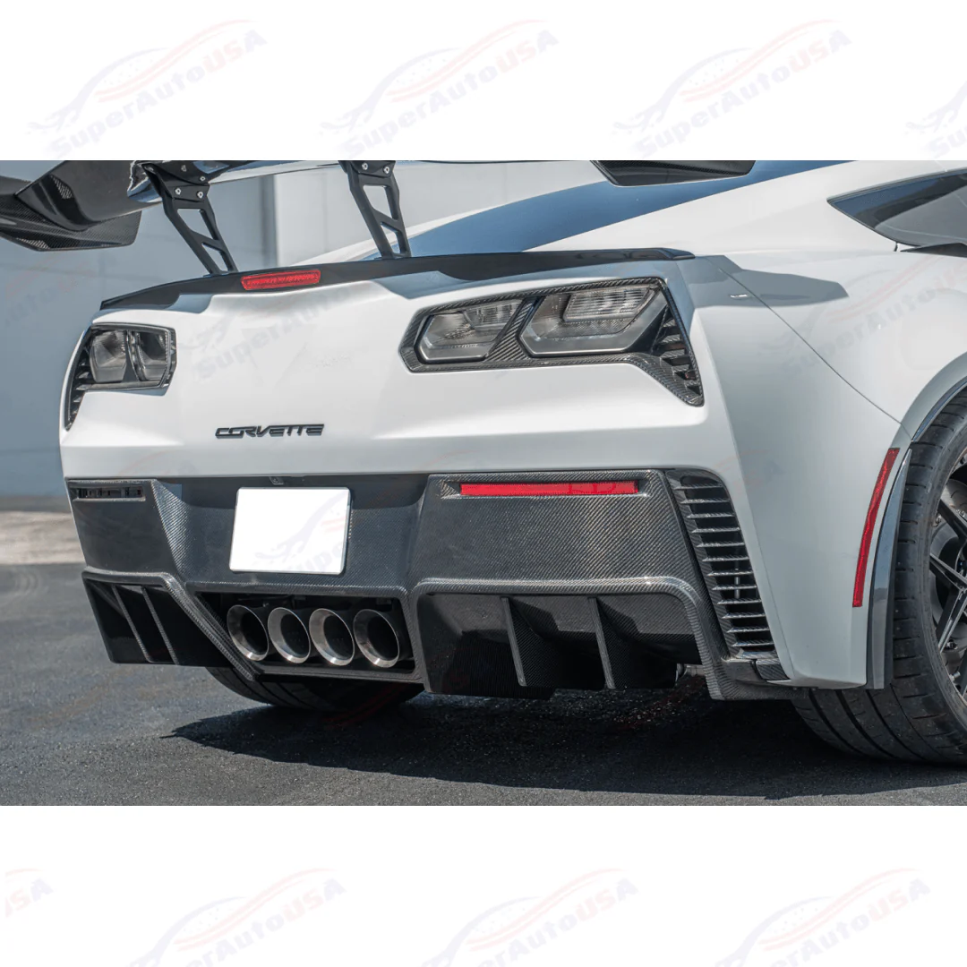Fits 14-Up Corvette C7 GM Factory Package Carbon Fiber Rear Bumper Diffuser - Image 10