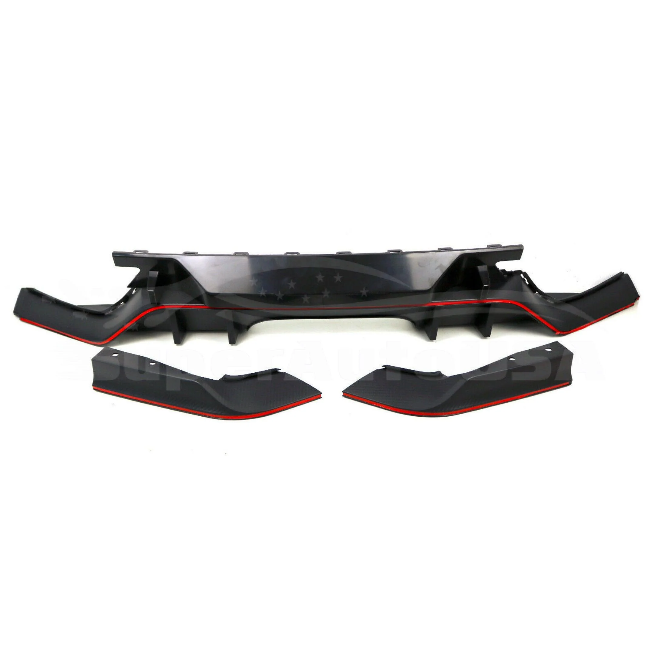 Fits 2017-2021 Honda Civic Hatchback Type-R Rear Bumper Lip (Carbon Fiber Print and Red) - Image 5