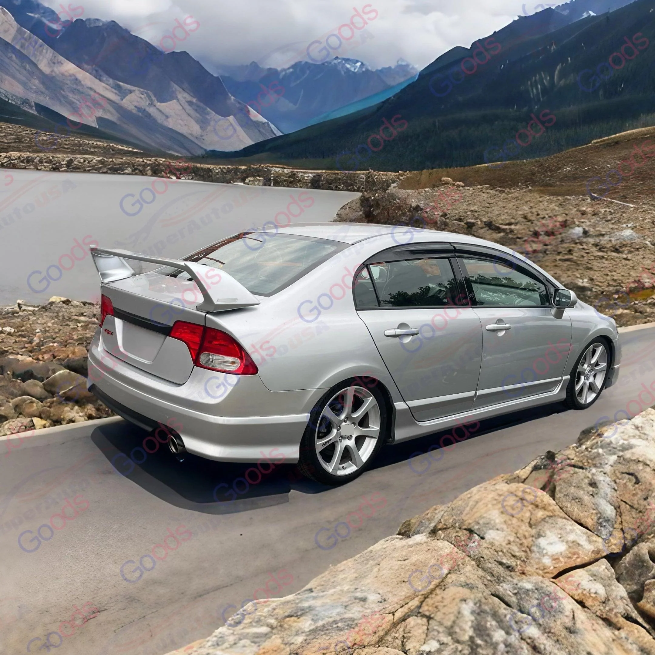 Fits 2006-2011 Honda Civic Sedan 3D Mugen Style Silver Rear Trunk Spoiler Wing - Image 5