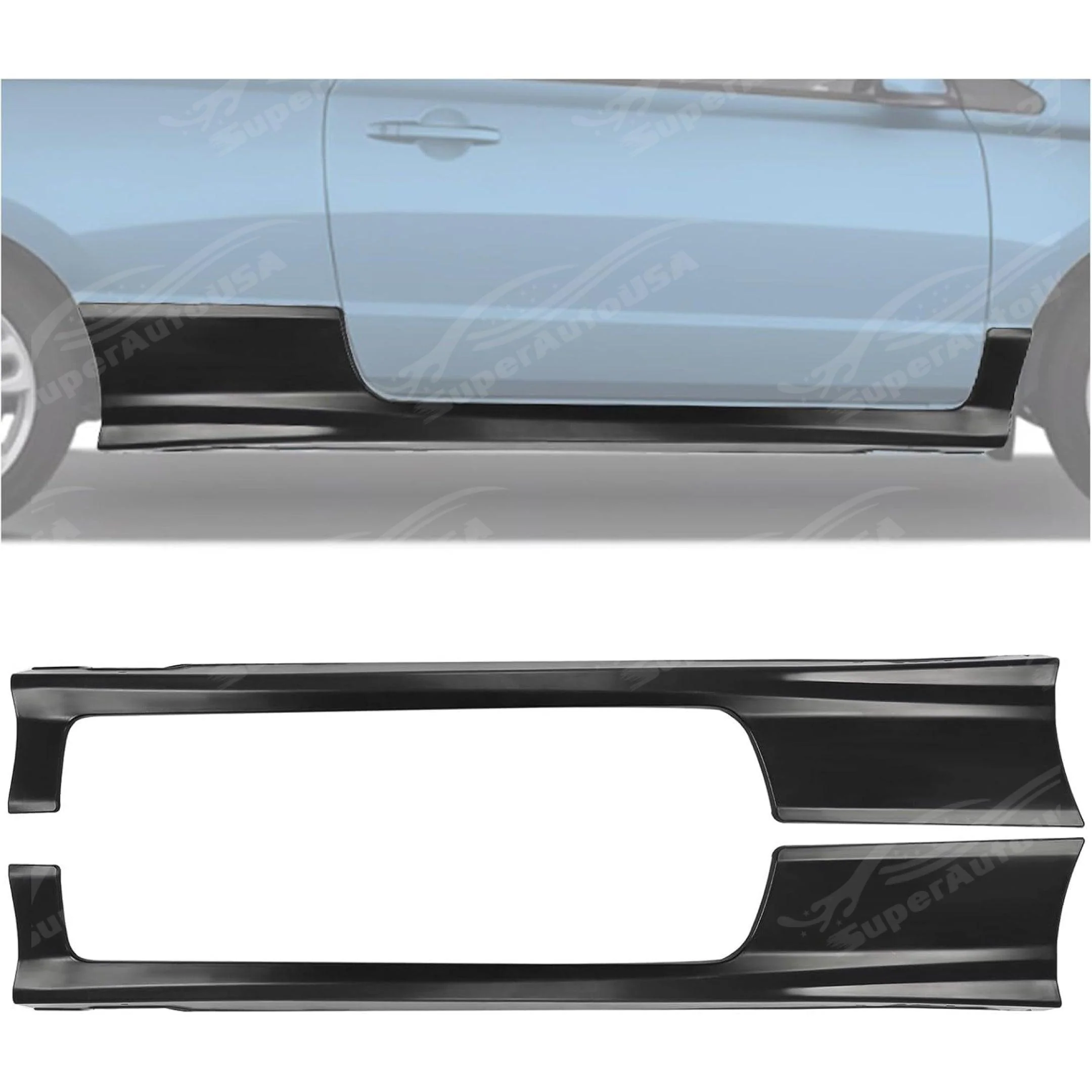 Fits 2006-2011 Honda Civic Si Coupe 2-Door Black Side Skirt Extensions Black - Image 10