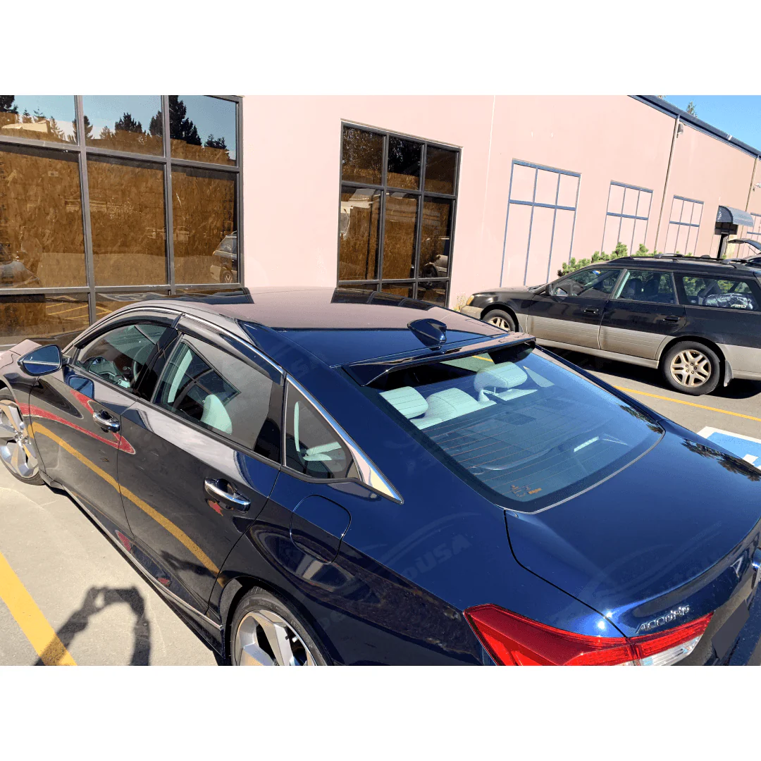 Fits 2008-2012 Honda Accord Carbon Trim Window Vent Visors & Rear Roof Spoiler - Image 6