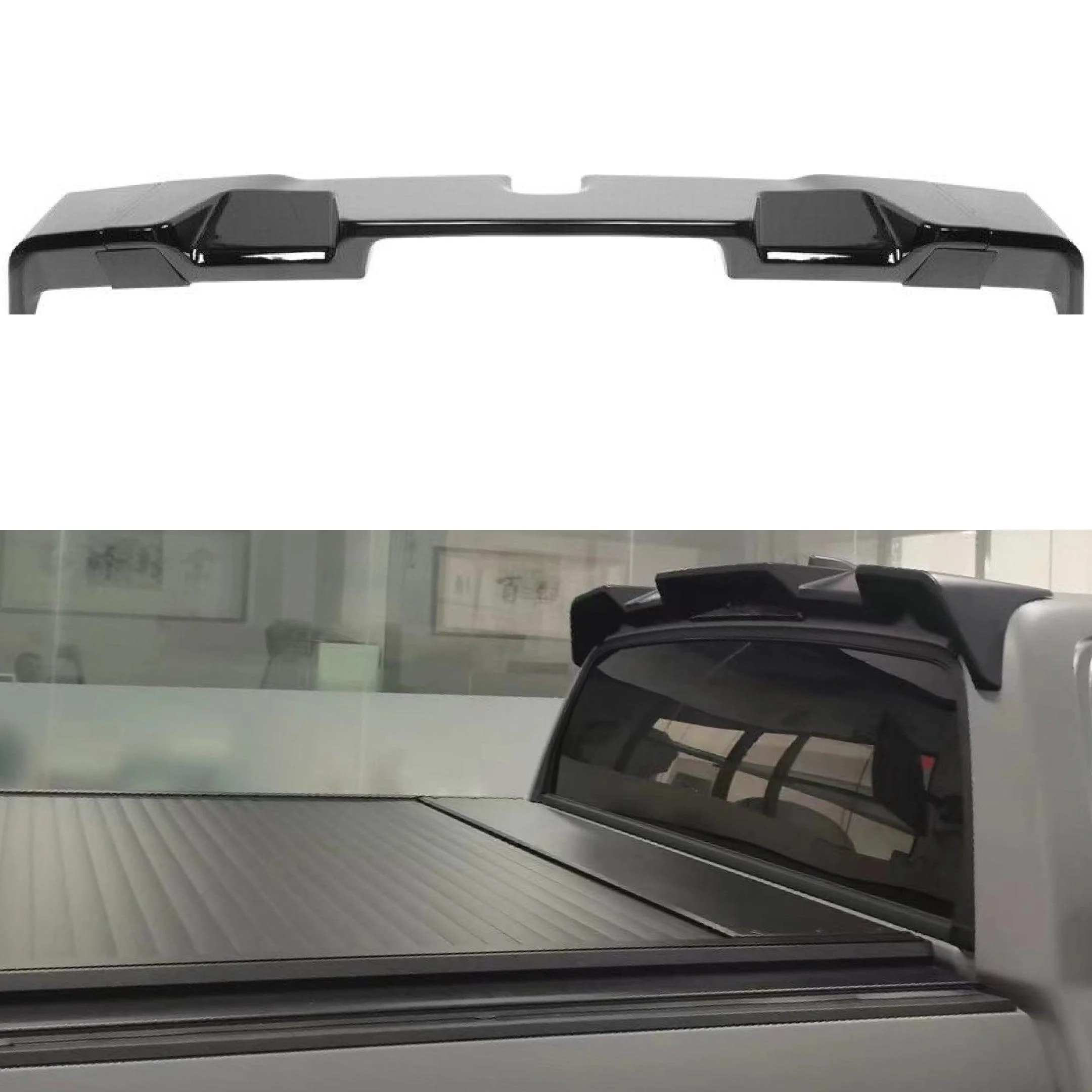 Fits 2008-2014 GMC Sierra 2500 HD Rear Protector Truck Cab Spoiler (Gloss Black) - Image 2