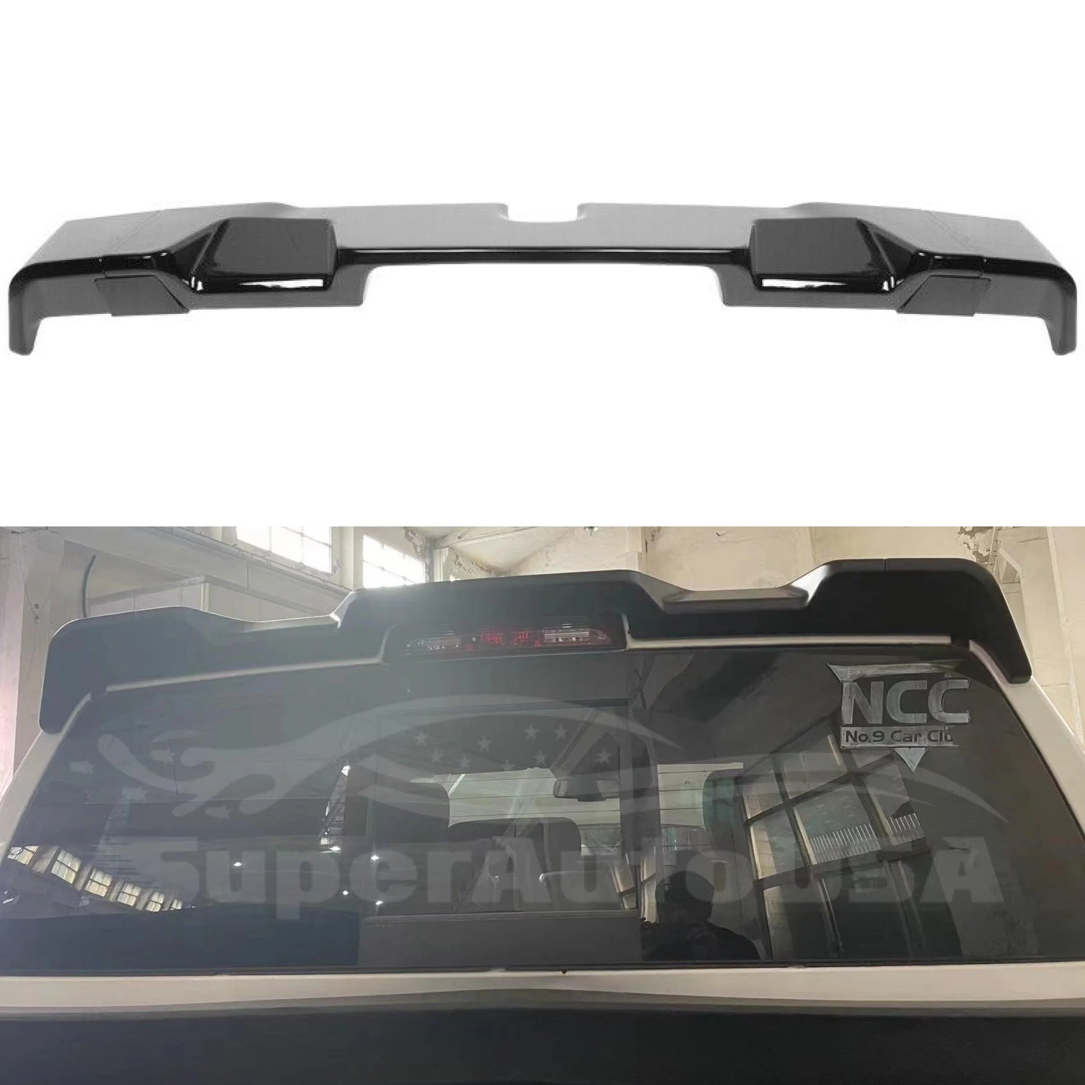 Fits 2014-2017 GMC 1500 Rear Protector Truck Cab Spoiler (Gloss Black) - Image 2