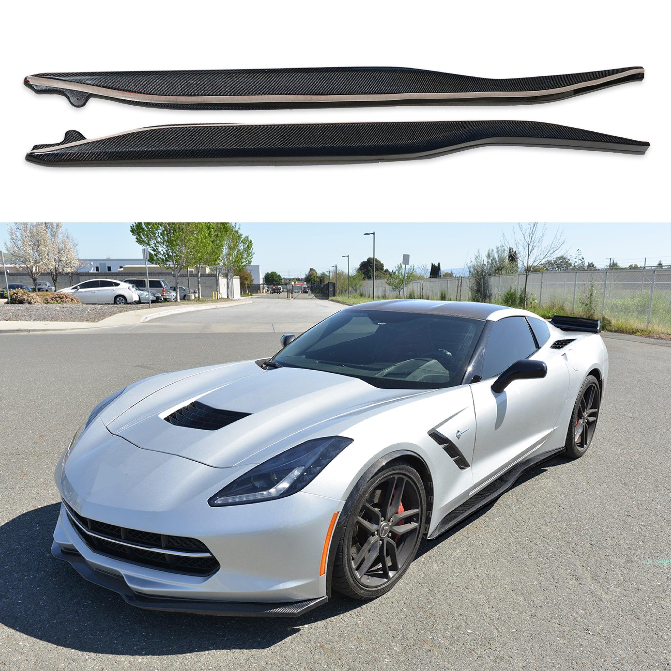 Fits 2014-19 Corvette C7 Z06 Style Side Skirts Rocker Panel Extension