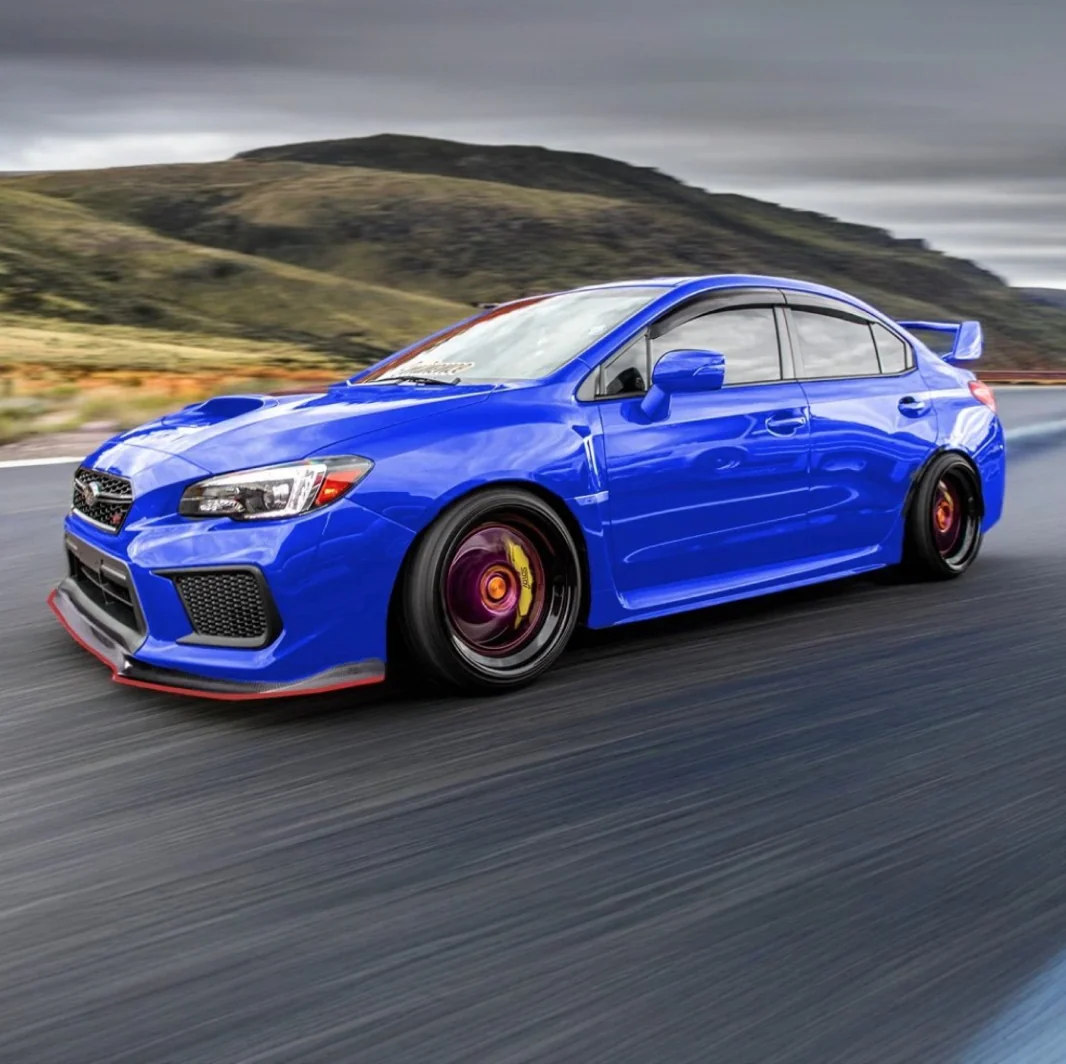 2015-2021 Subaru WRX STI VA - Front Lip - Carbon Print w/ Red Trim - Image 6