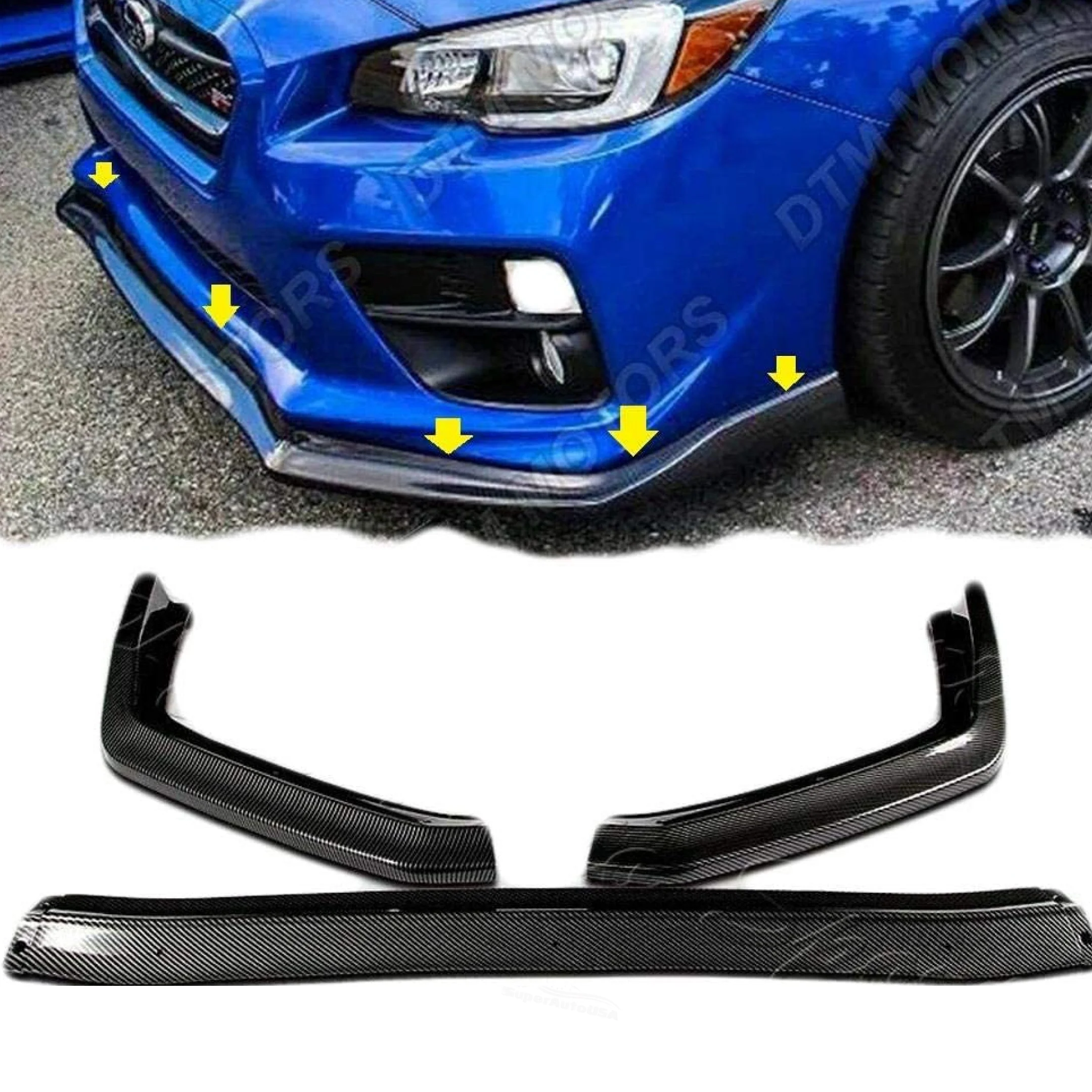 2015-2021 Subaru WRX STI VA -  Front Lip Extension - Carbon Fiber Print - Image 4