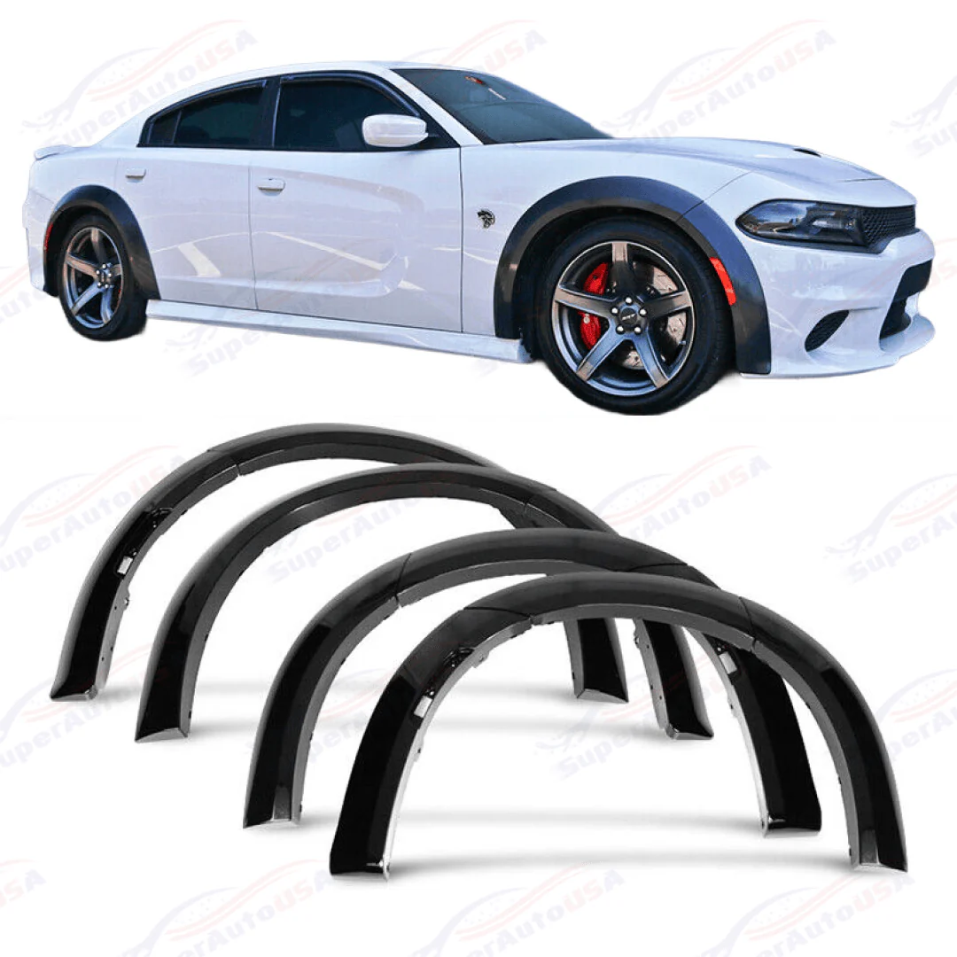 Fits 2015-2023 Dodge Charger Wide Body Style Set Black Wheel Cover Fender Flares - Image 6