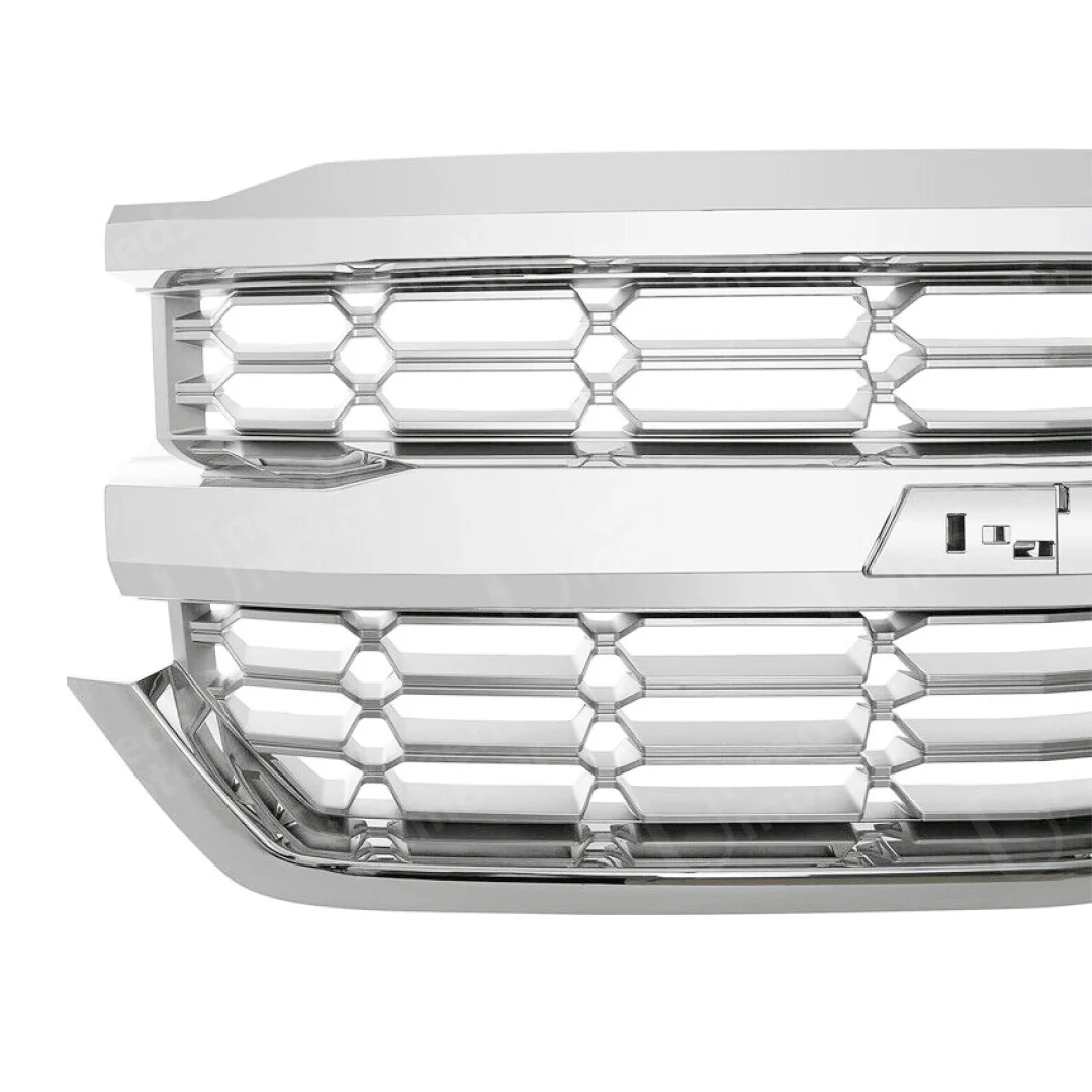 Fits 2016-2019 Chevrolet Silverado 1500 Silver Chrome Front Bumper Grill Mesh Grille - Image 4