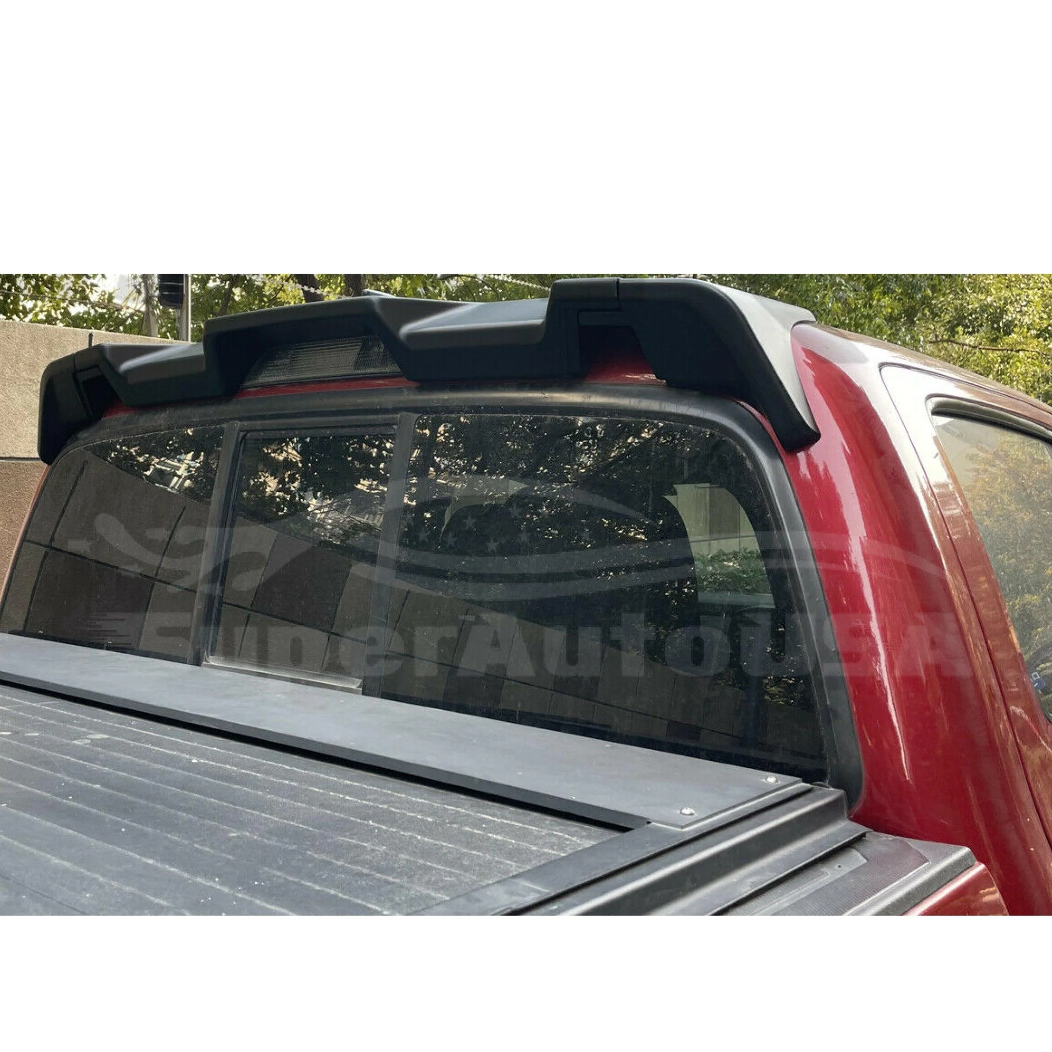Fits 2016-2021 Toyota Tacoma Rear Protector Truck Cab Spoiler (Gloss Black) - Image 2