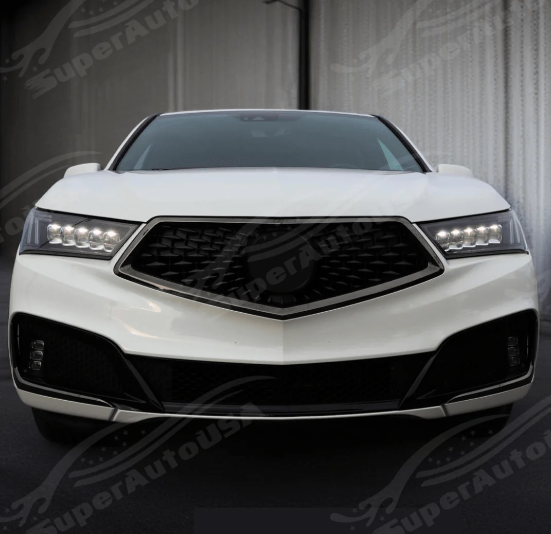 Fits 2017-2020 Acura MDX OEM Style Gloss Black Front Bumper Upper Grille Assembly - Image 10