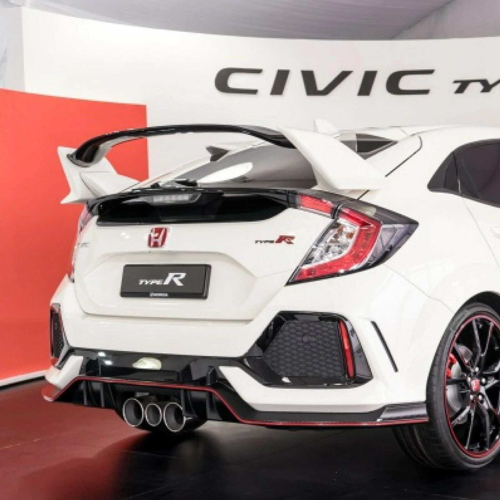Fits 2017-2021 Honda Civic Hatchback Type R Style Rear Bumper Lip Spoiler Diffuser (Glossy Carbon Fiber Print Red) - Image 2