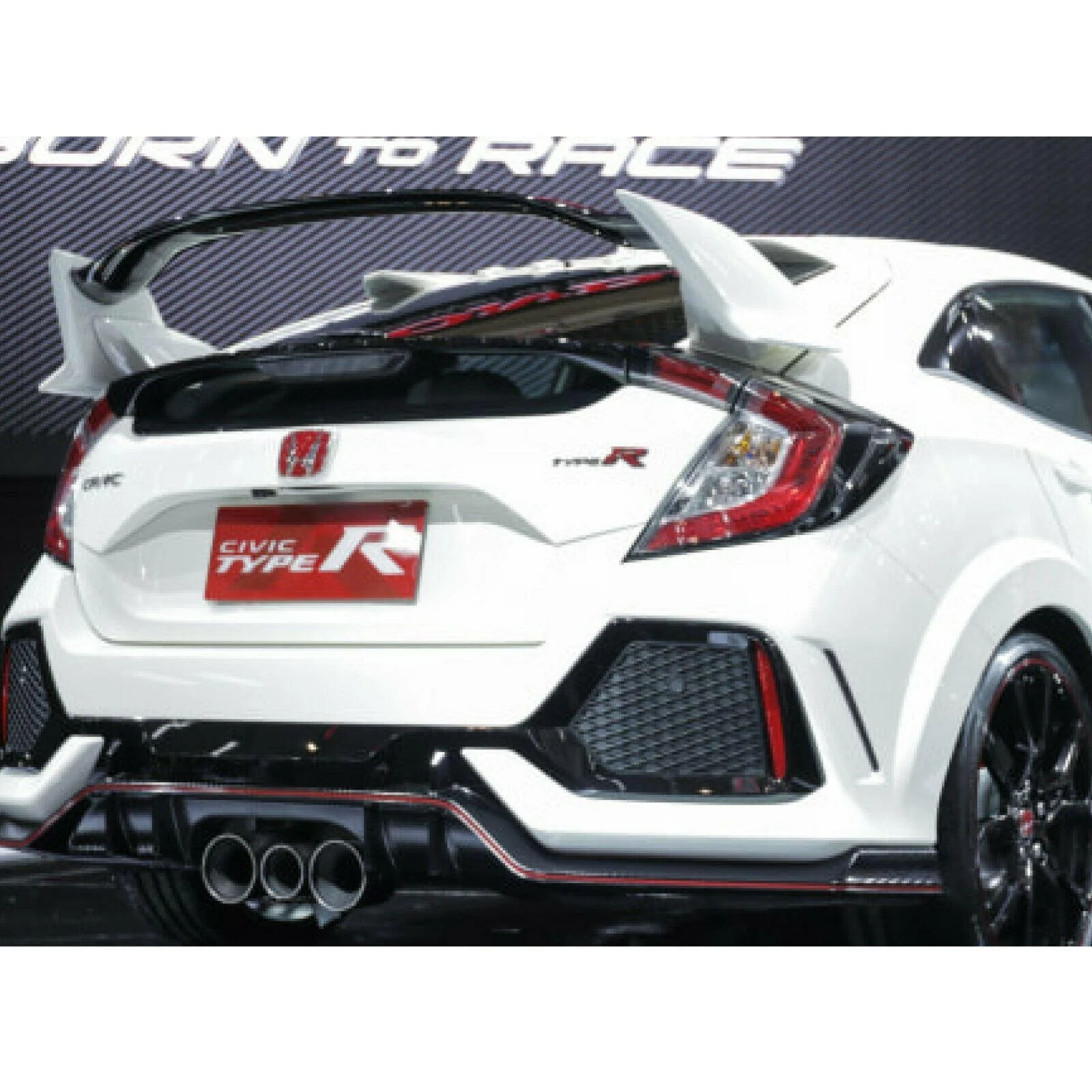 Fits 2017-2021 Honda Civic Hatchback Type R Style Rear Bumper Lip Spoiler Diffuser (Glossy Carbon Fiber Print Red) - Image 5