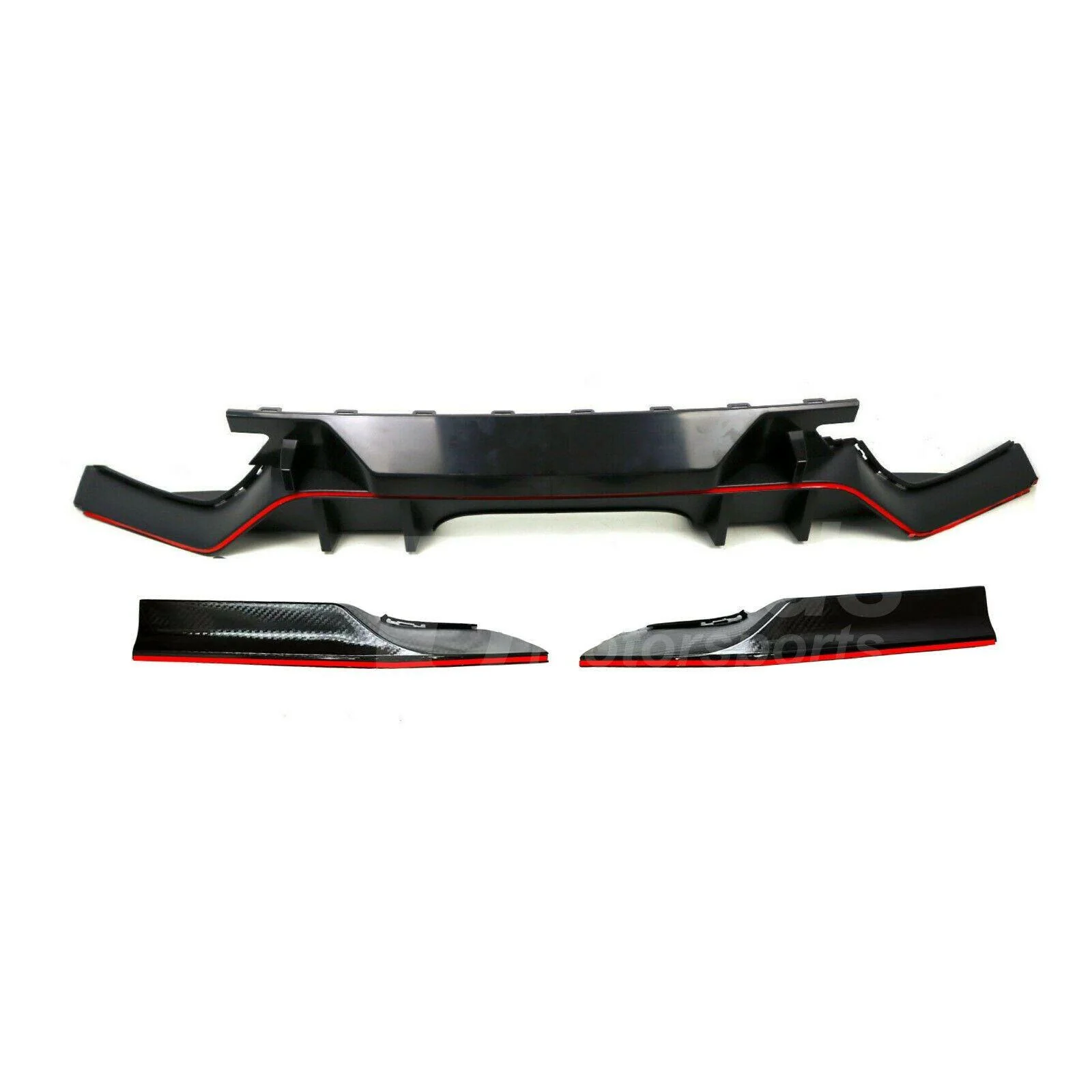 Fits 2017-2021 Honda Civic Hatchback Type R Style Rear Bumper Lip Spoiler Diffuser (Glossy Carbon Fiber Print Red) - Image 6