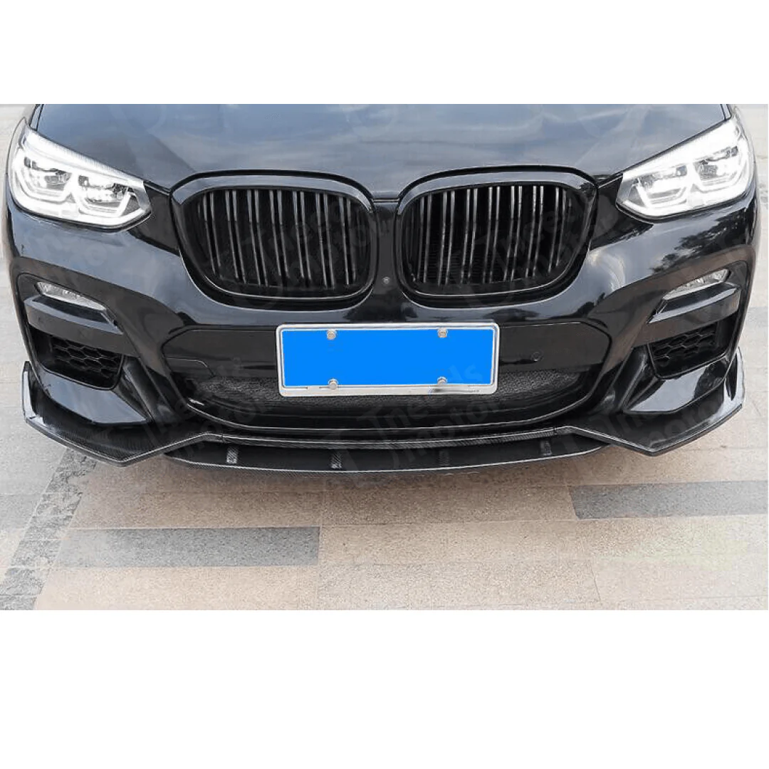 Fits 2018-2023 BMW X3 G01 Gloss Black/ Carbon Fiber Print Front Bumper Lip Spoiler - Image 9