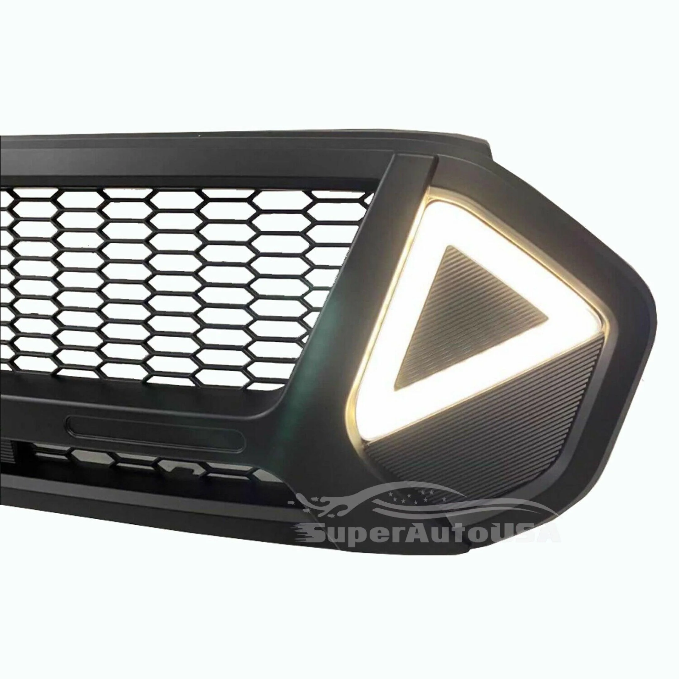 Fits 2019-2021 Ford Ranger Monster style Black Front Grille with LED Lights - Image 3