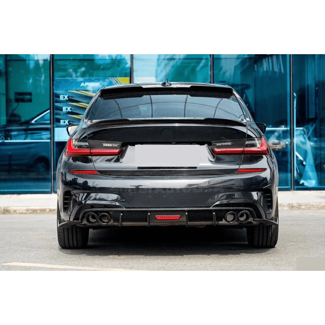 Fits 2019-2022 BMW 3 Series G20 Gloss Black Rear Diffuser with Rear Corner Splitter - Image 11