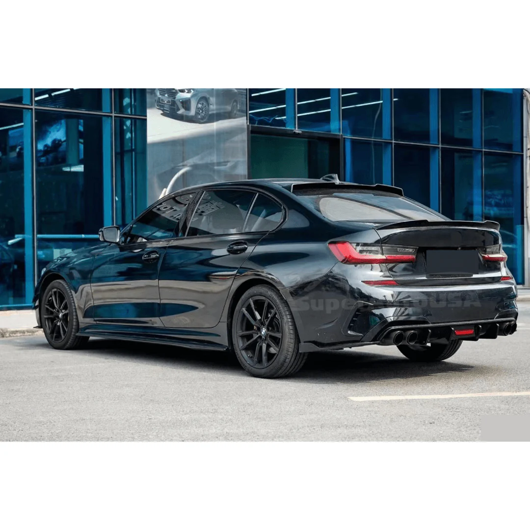 Fits 2019-2022 BMW 3 Series G20 Gloss Black Rear Diffuser with Rear Corner Splitter - Image 14