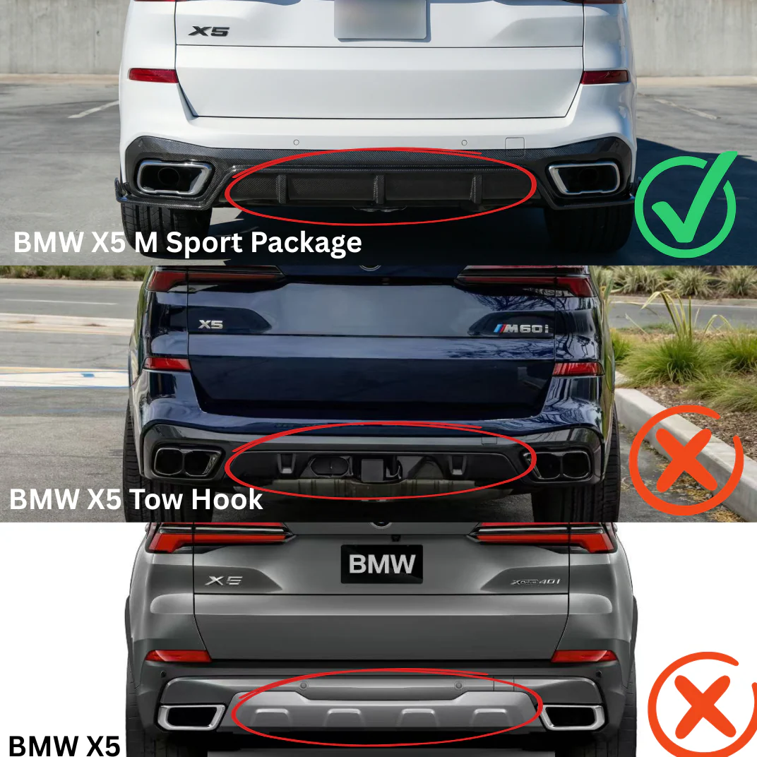 Fits 2019-2026 BMW G05 X5 with M Sport Rear Bumper Lip Diffuser (Gloss Black) - Image 2