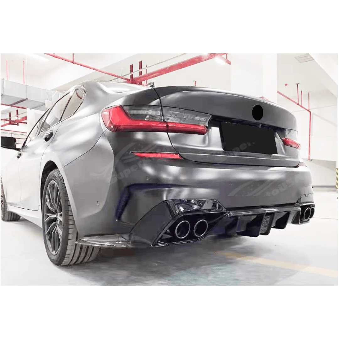 Fits 2019-2022 BMW G20 Gloss Black Rear Diffuser with LED Break Light & Corner Splitters - Image 12