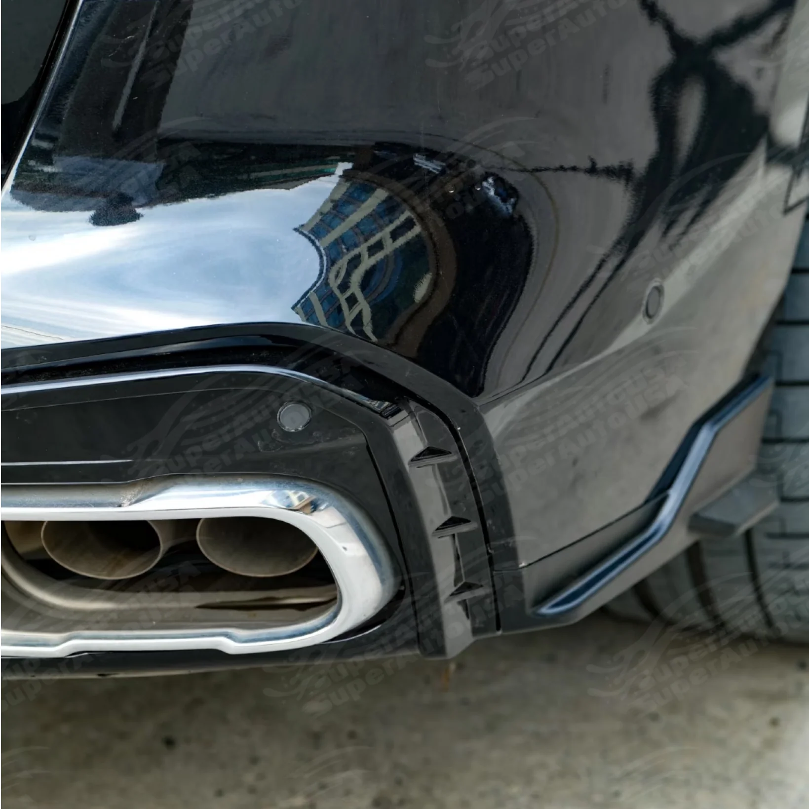 Fits 2019-2026 BMW X5 G05 Gloss Black Rear Diffuser Bumper lip with LED Break Light & Corner Splitters - Image 19