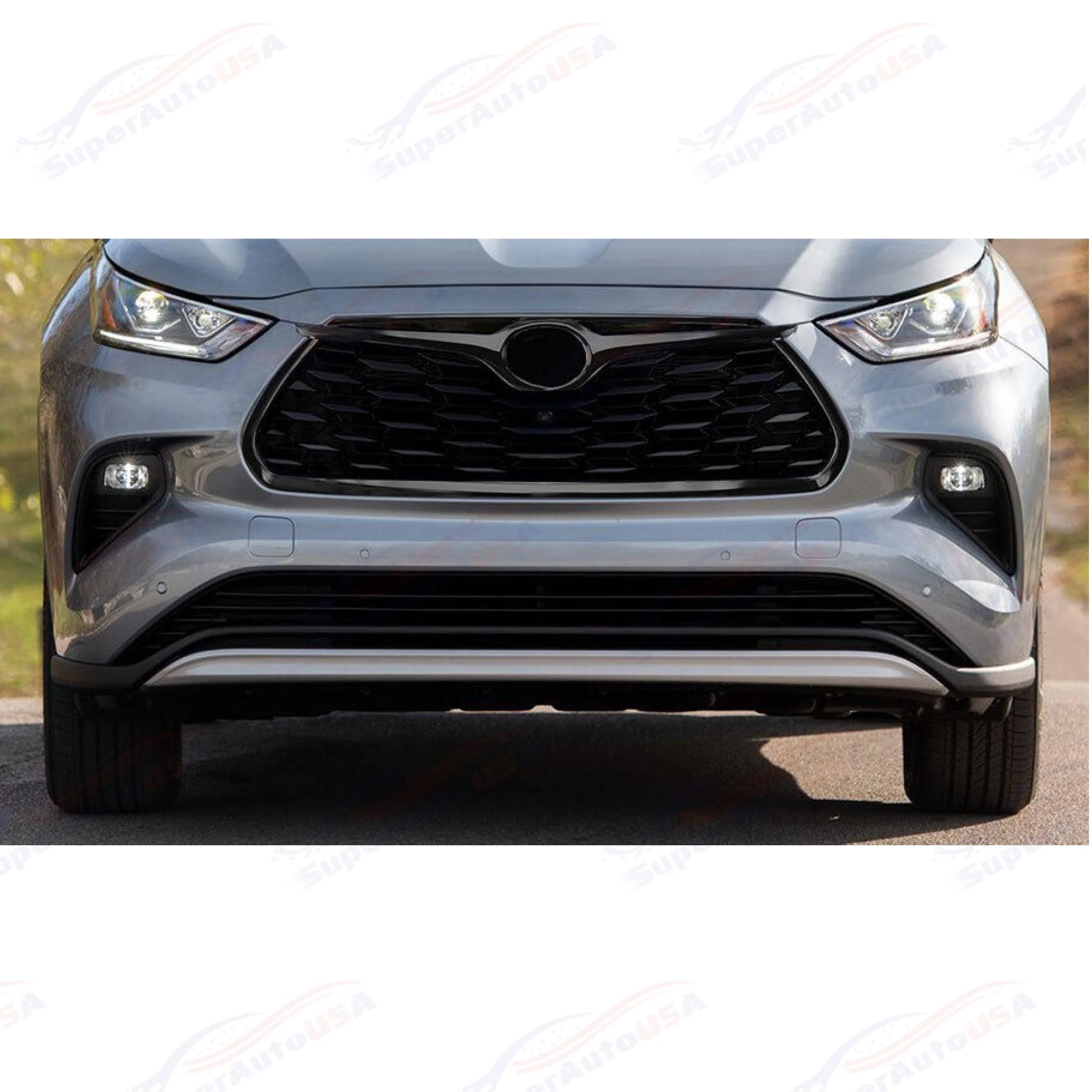 Fits 2020-2024 Toyota Highlander Gloss Black ABS Frame Front Grille Cover Trim - Image 4