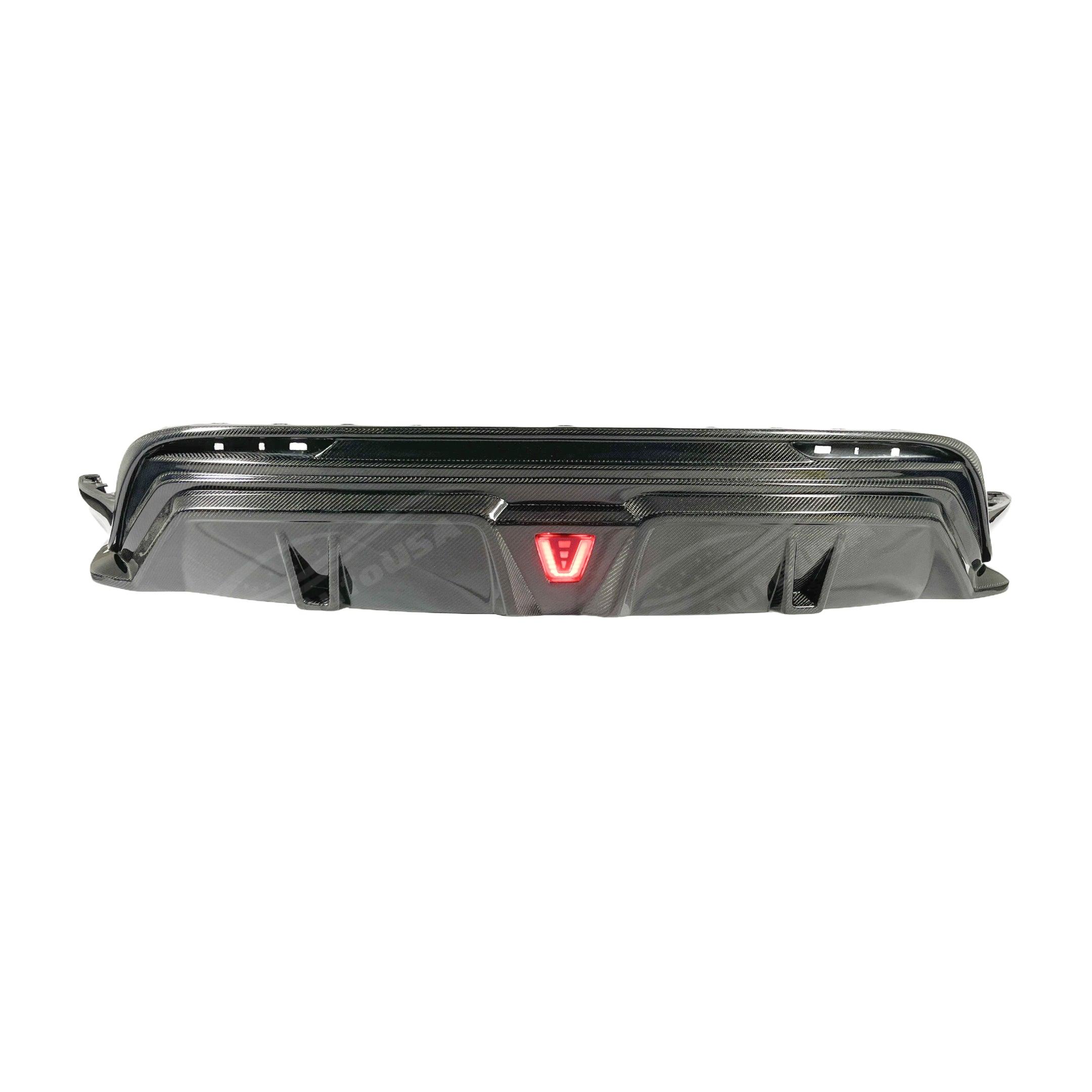(Pre-order) Fits 2020-2025 Tesla Model Y Real Carbon Fiber Rear Bumper Diffuser W/ LED Light - Image 3
