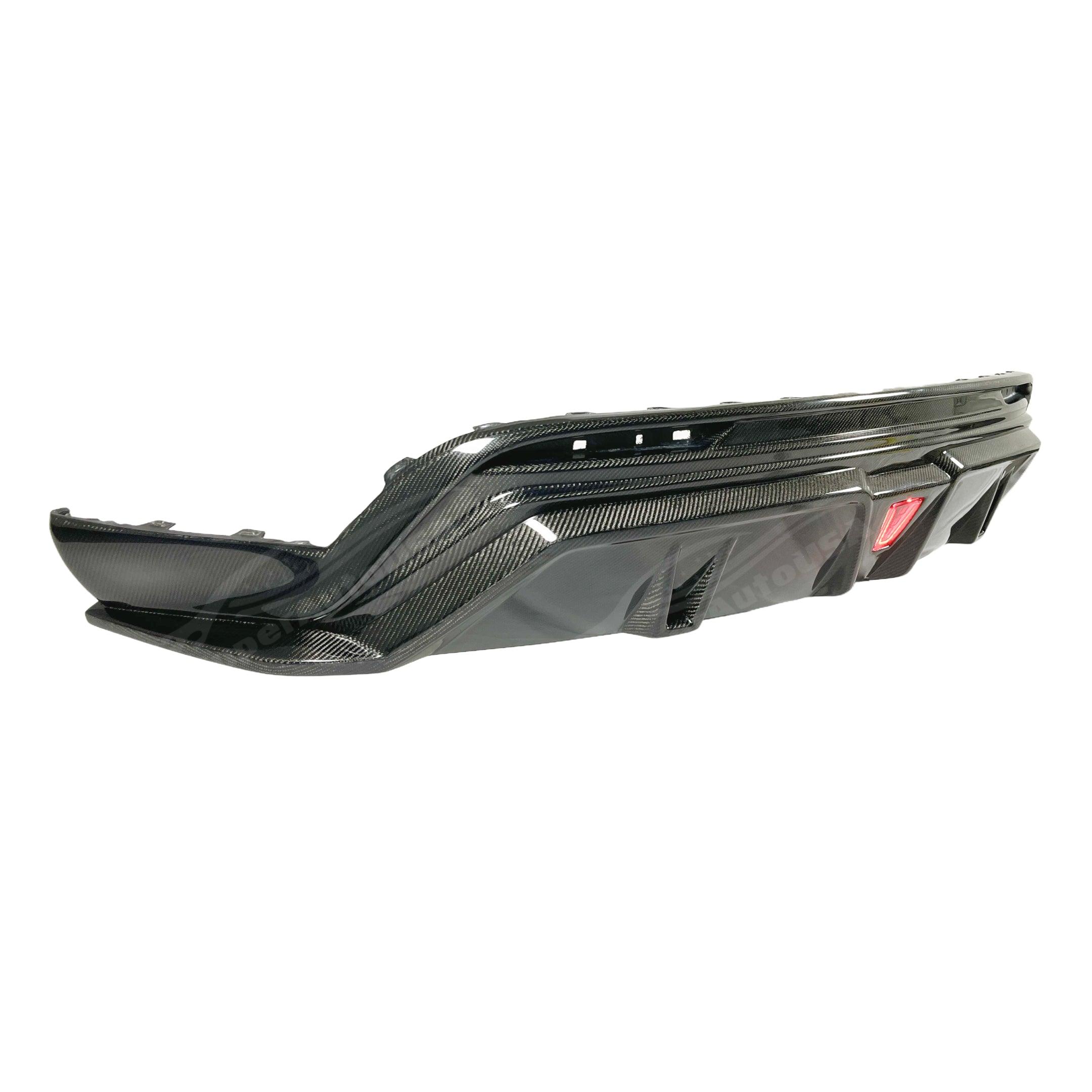 (Pre-order) Fits 2020-2025 Tesla Model Y Real Carbon Fiber Rear Bumper Diffuser W/ LED Light - Image 7