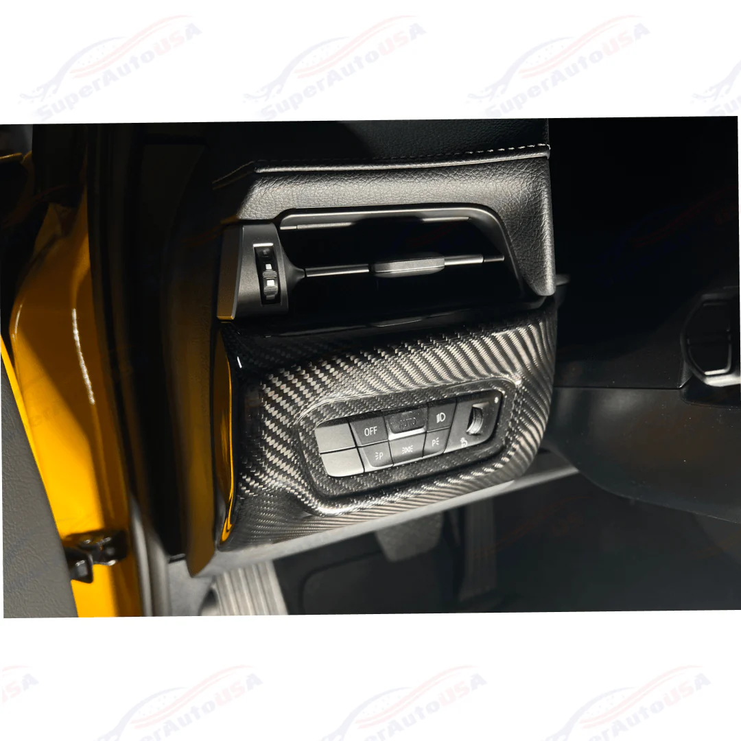 Fits 2020-Up Toyota Supra Carbon Fiber Headlight Switch Button Cover - Image 2