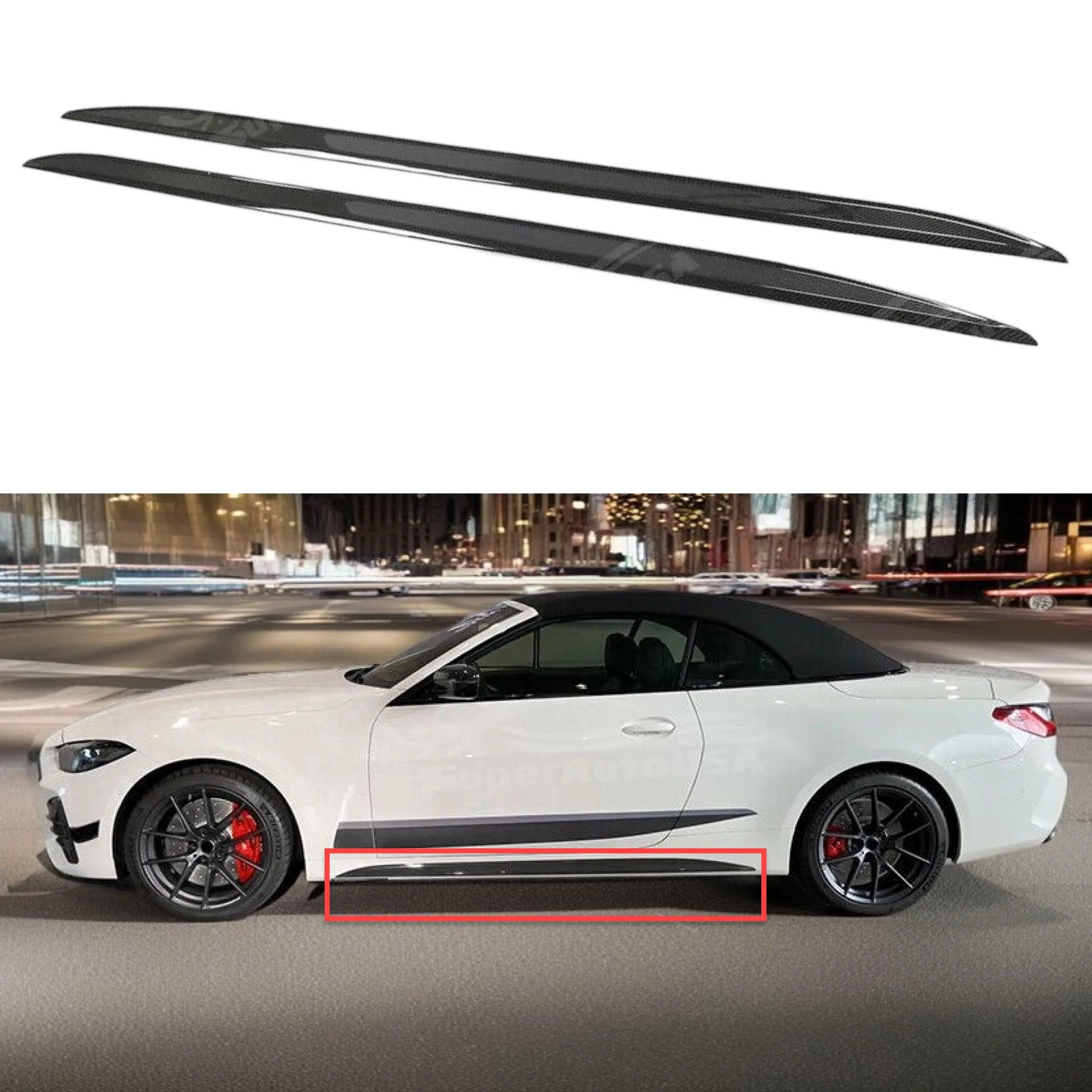Fits 2021-2024 BMW 4 Series G22 G23 430i Gloss Black Side Skirts - Image 10