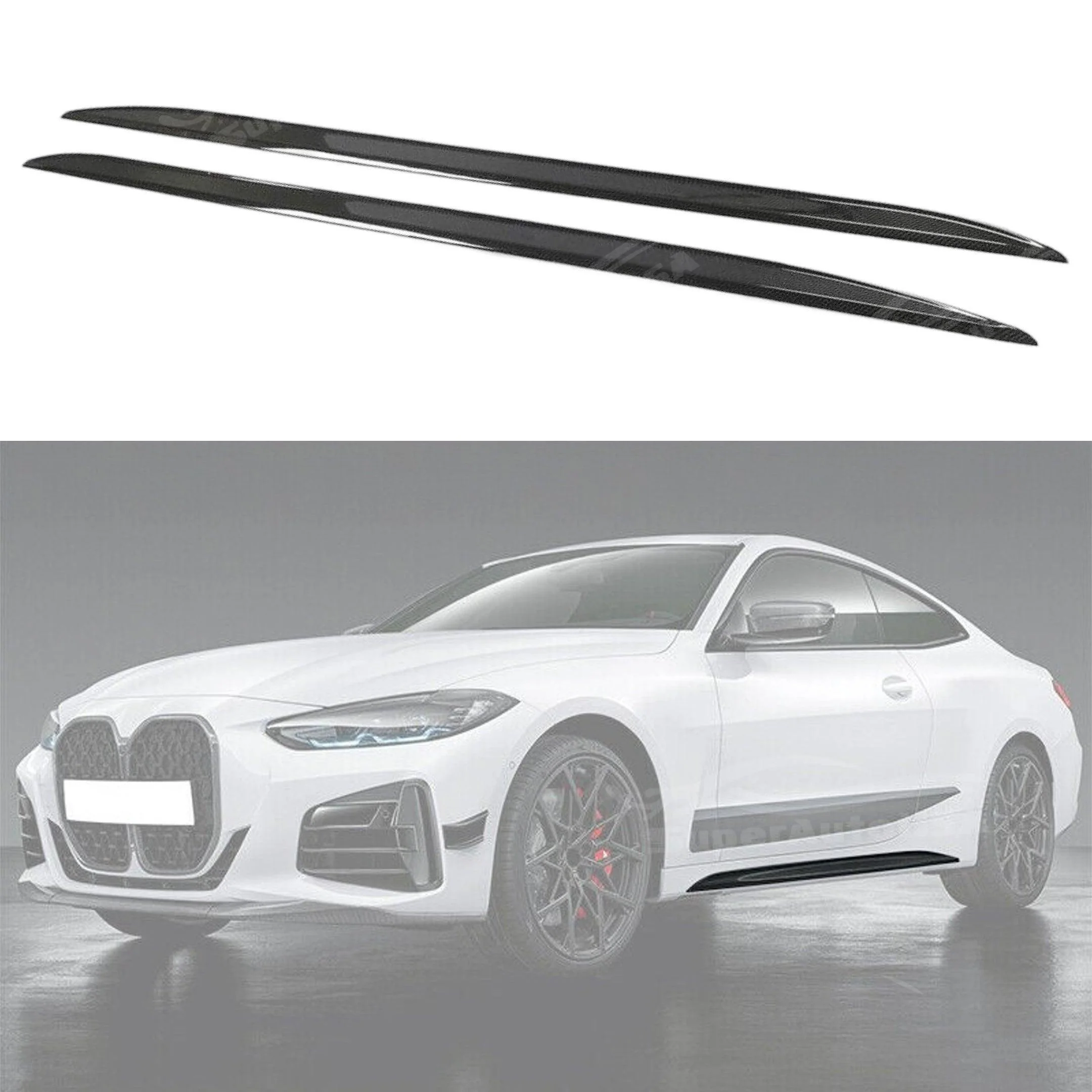 Fits 2021-2024 BMW 4 Series G22 G23 430i Gloss Black Side Skirts - Image 11