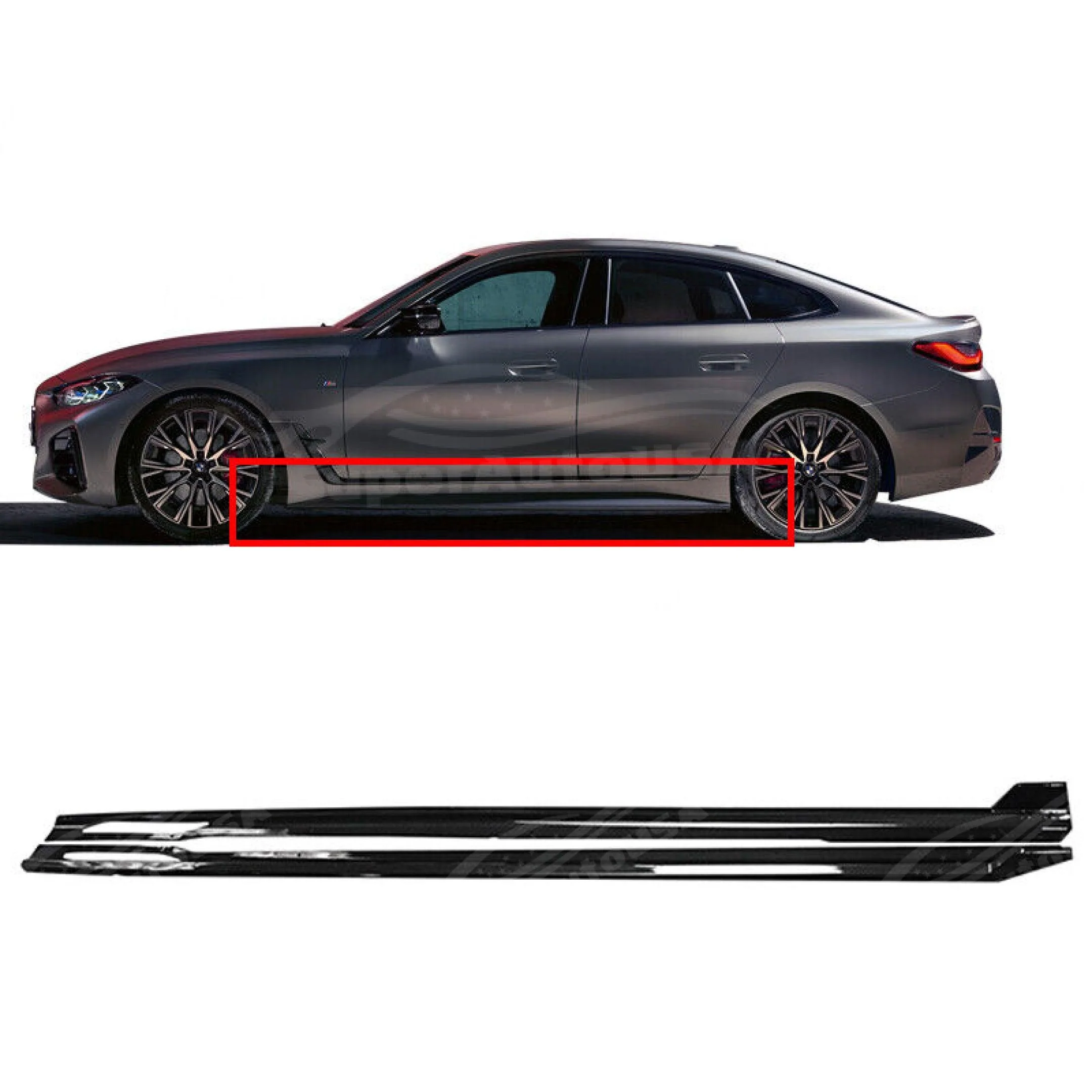 Fits 2021-2025 BMW 4 Series G22 G23 430i M440i 440i Gloss Black Side Body Skirts - Image 13