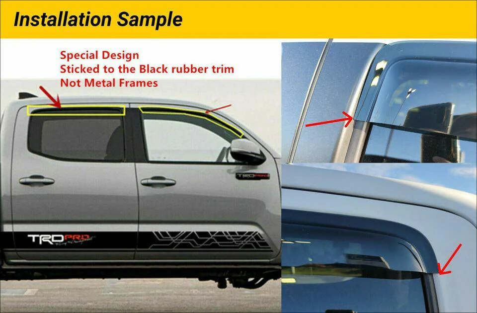 Fits 2022-2024 Toyota Tundra Crew Cab Carbon Fiber Print Trim Window Visors - Image 11