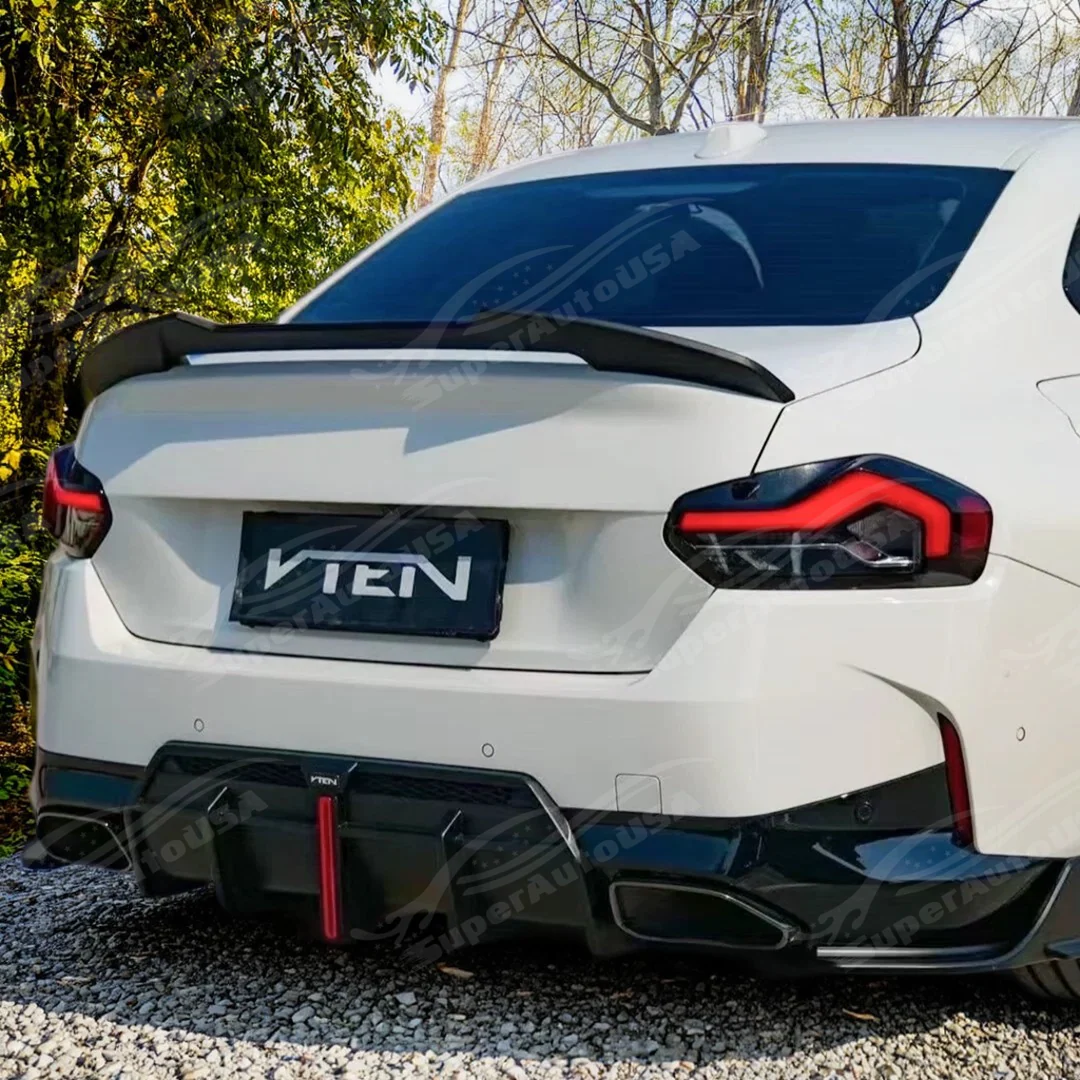 Fits 2022-2025 BMW G42 2 Series VTEN Coupe with M-Sport Package Red LED Light F1 Style Rear Diffuser - Image 13