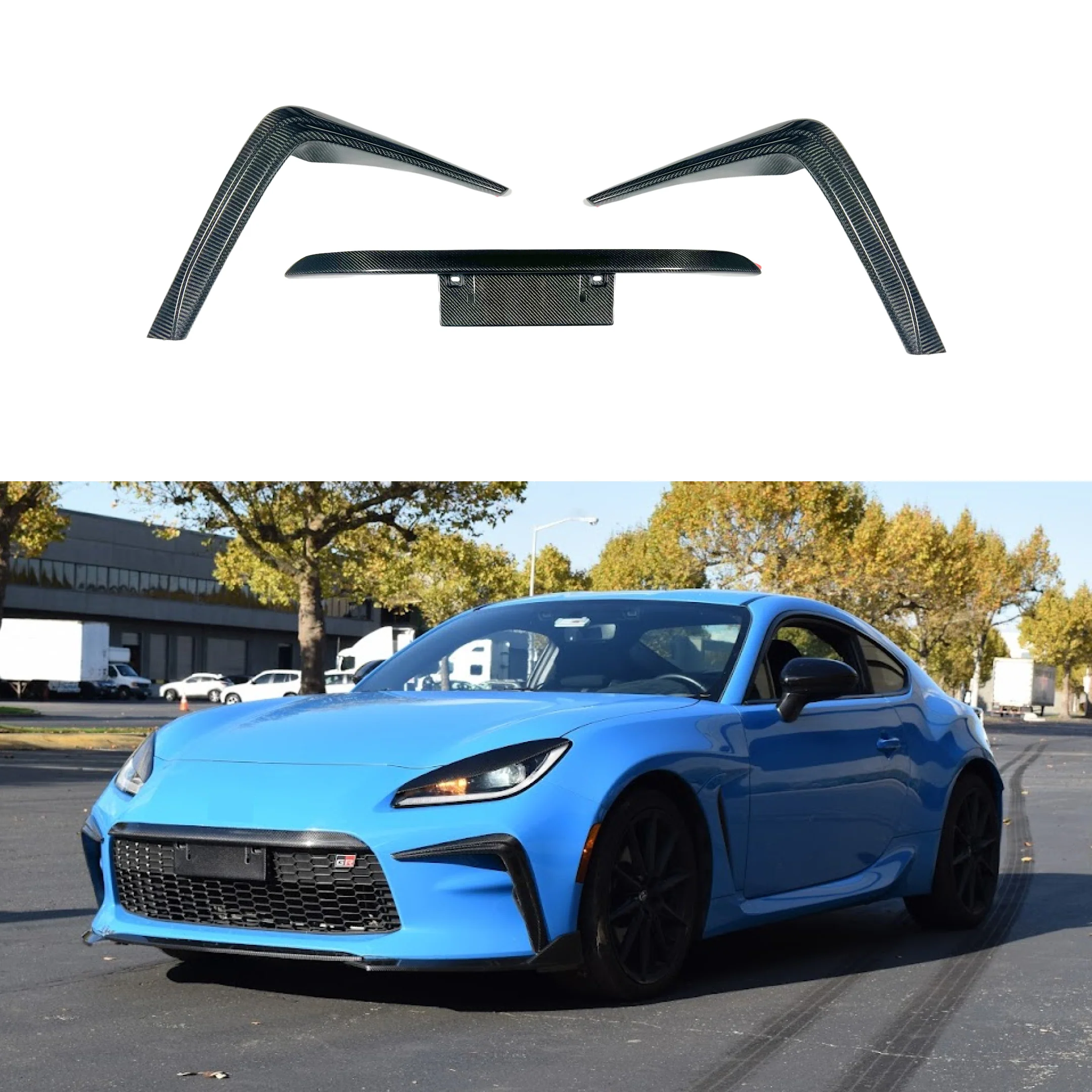 2022-2026 Toyota GR86 - Carbon Fiber Front Bumper Vent Garnish Canards w/ Plate Bracket