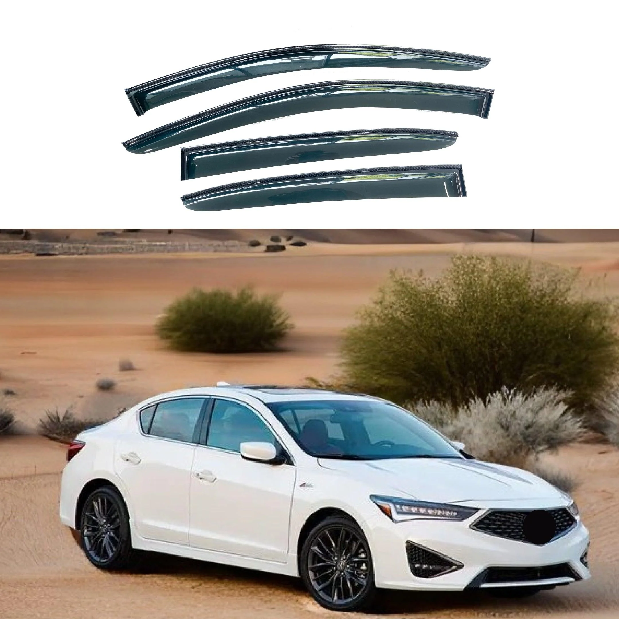 Fit 2013-2022 Acura ILX Vent Window Visors Rain Sun Wind Guards Shade Deflectors