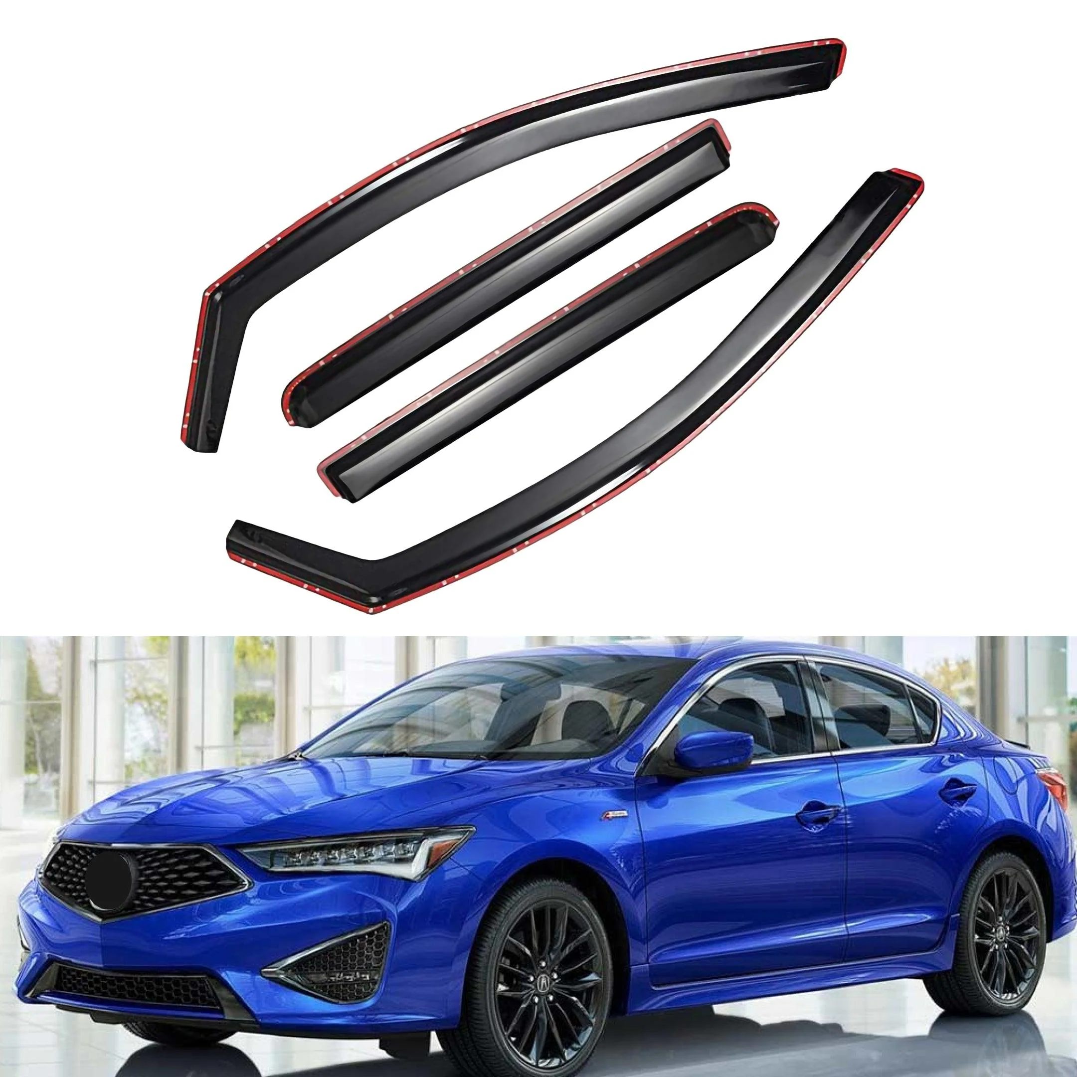 Fit 2016-2022 Acura ILX In-Channel Rain Guard Side Window Visor Vent Deflectors - Image 11