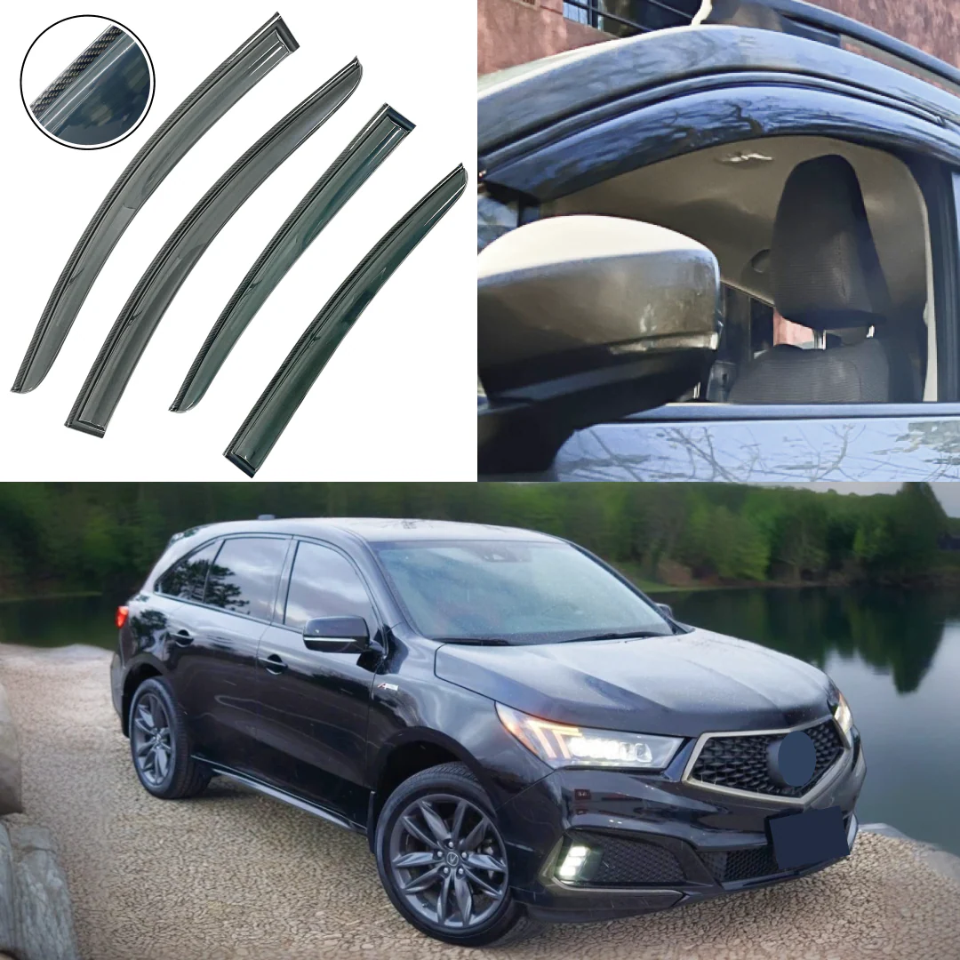 Fits Acura MDX 2014-2020 Carbon Fiber Print Rain Guards Window Visors Vent Deflectors