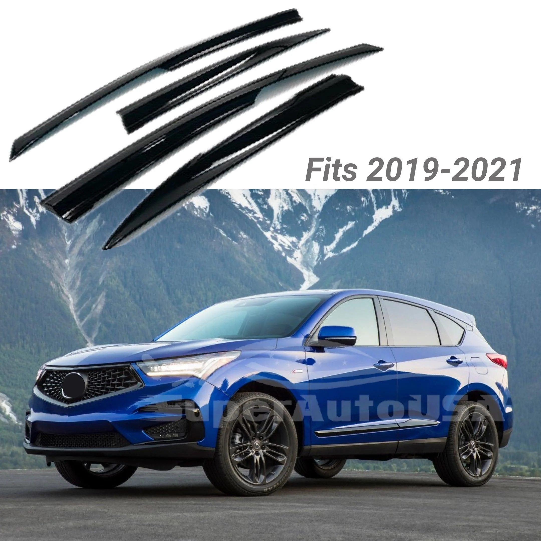 Fits 2019-2024 Acura RDX 3D Mugen Style Window Visors Rain Guards Deflectors - Image 2