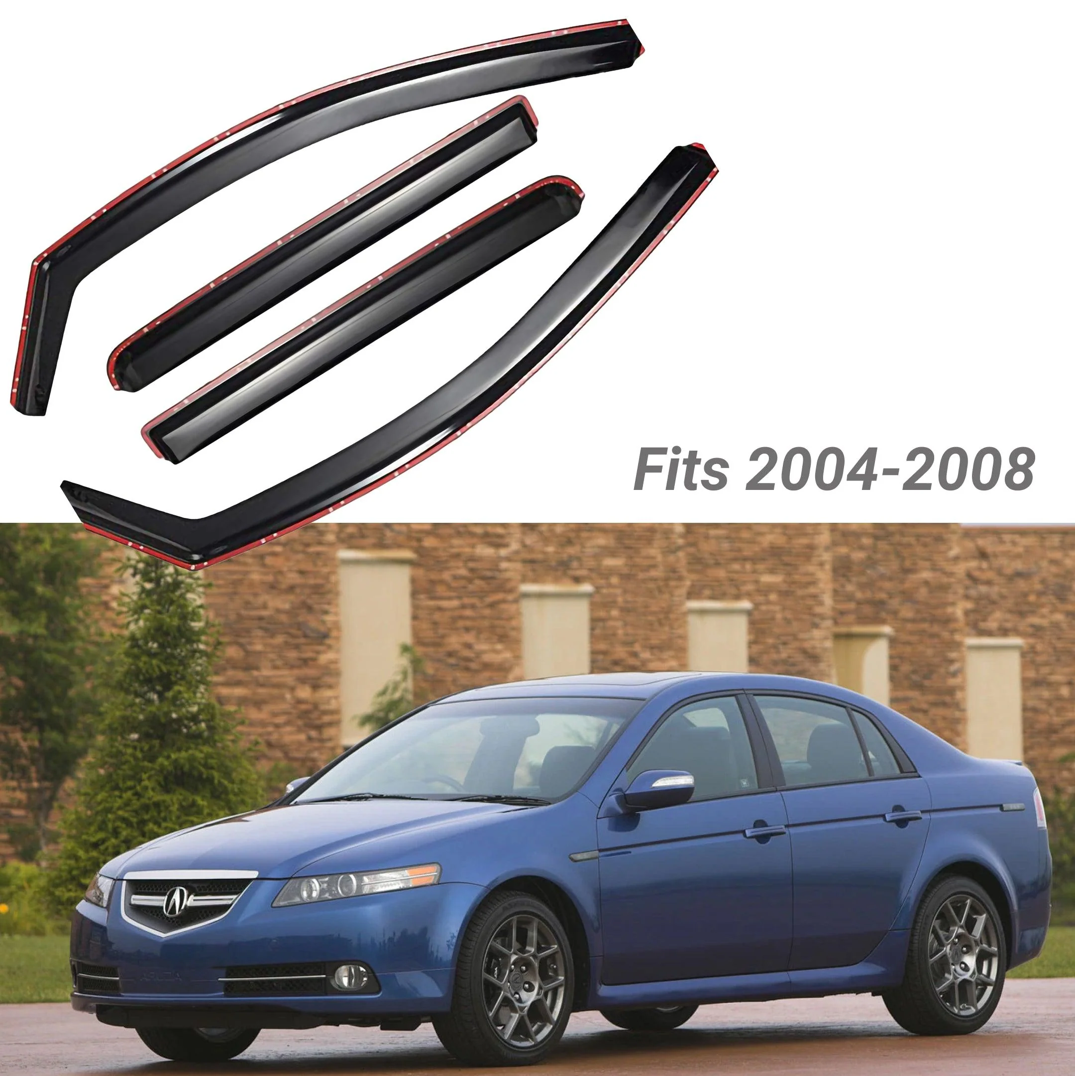 Fit 2004-2008 Acura TL In-Channel Vent Window Visors Rain Sun Wind Guards Shade Deflectors - Image 2