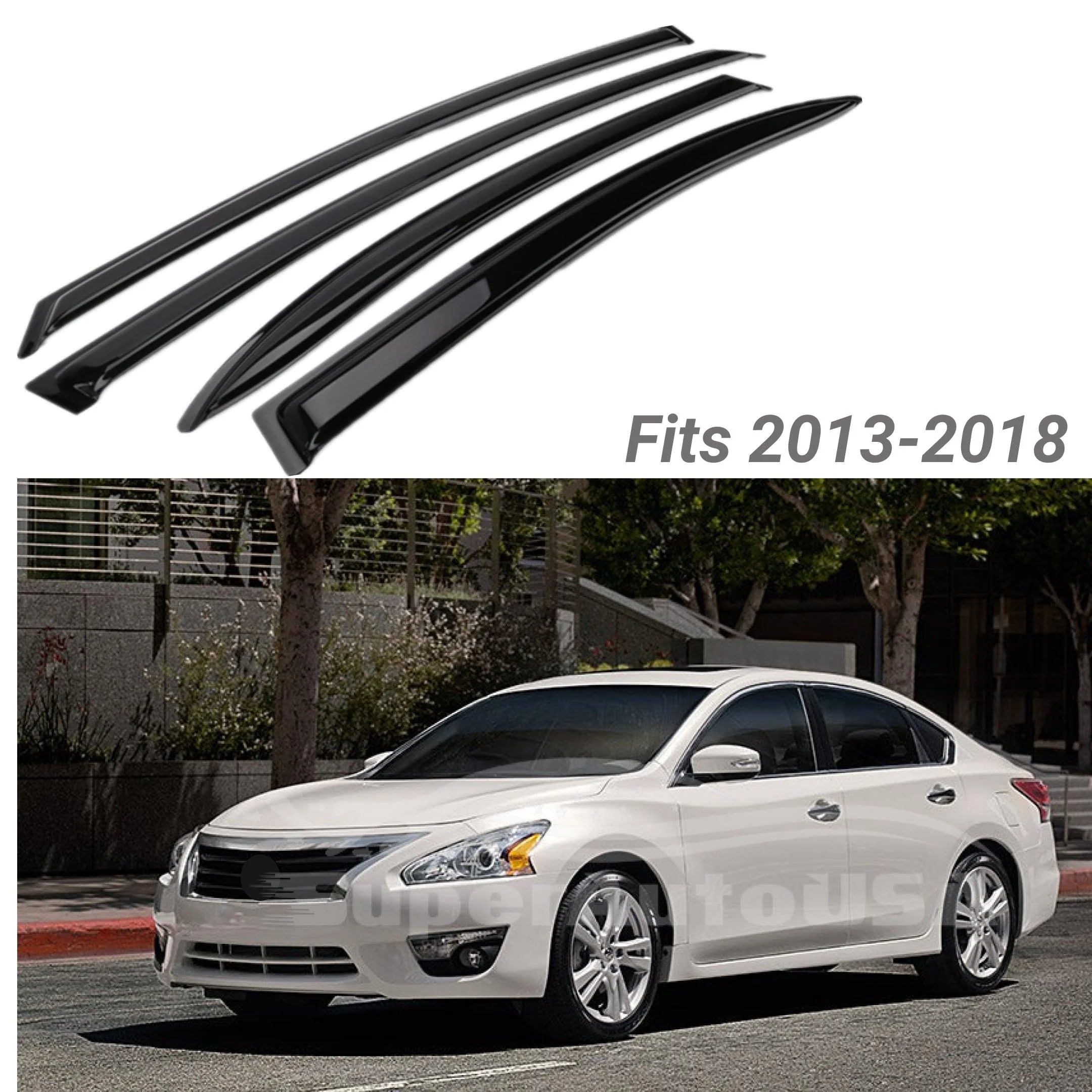 Fit 2013-2018 Nissan Altima Out-Channel Vent Window Visors Rain Sun Wind Guards Shade Deflectors - Image 2