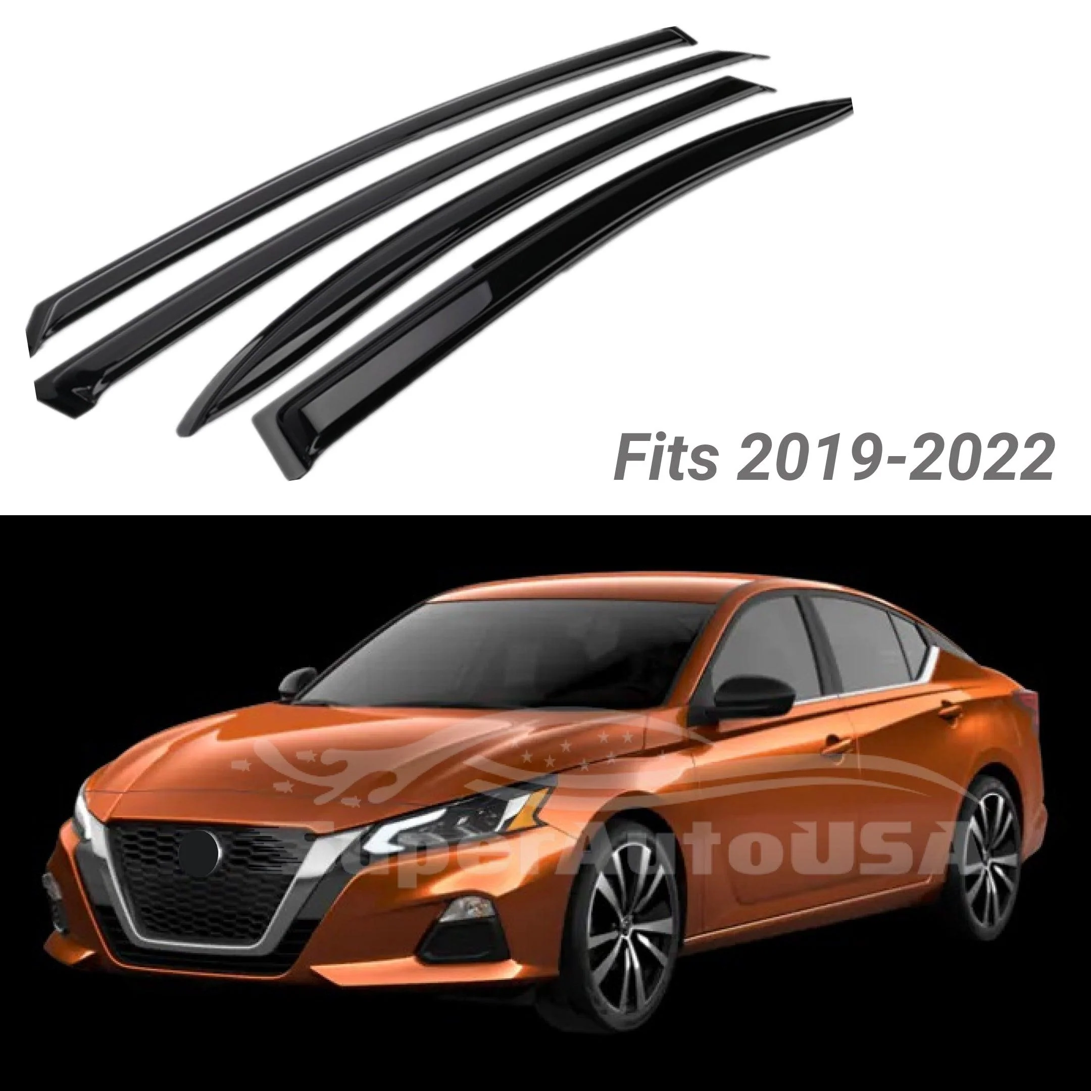 Fit 2019-2025 Nissan Altima Vent Window Visors Rain Sun Wind Guards Shade Deflectors - Image 2