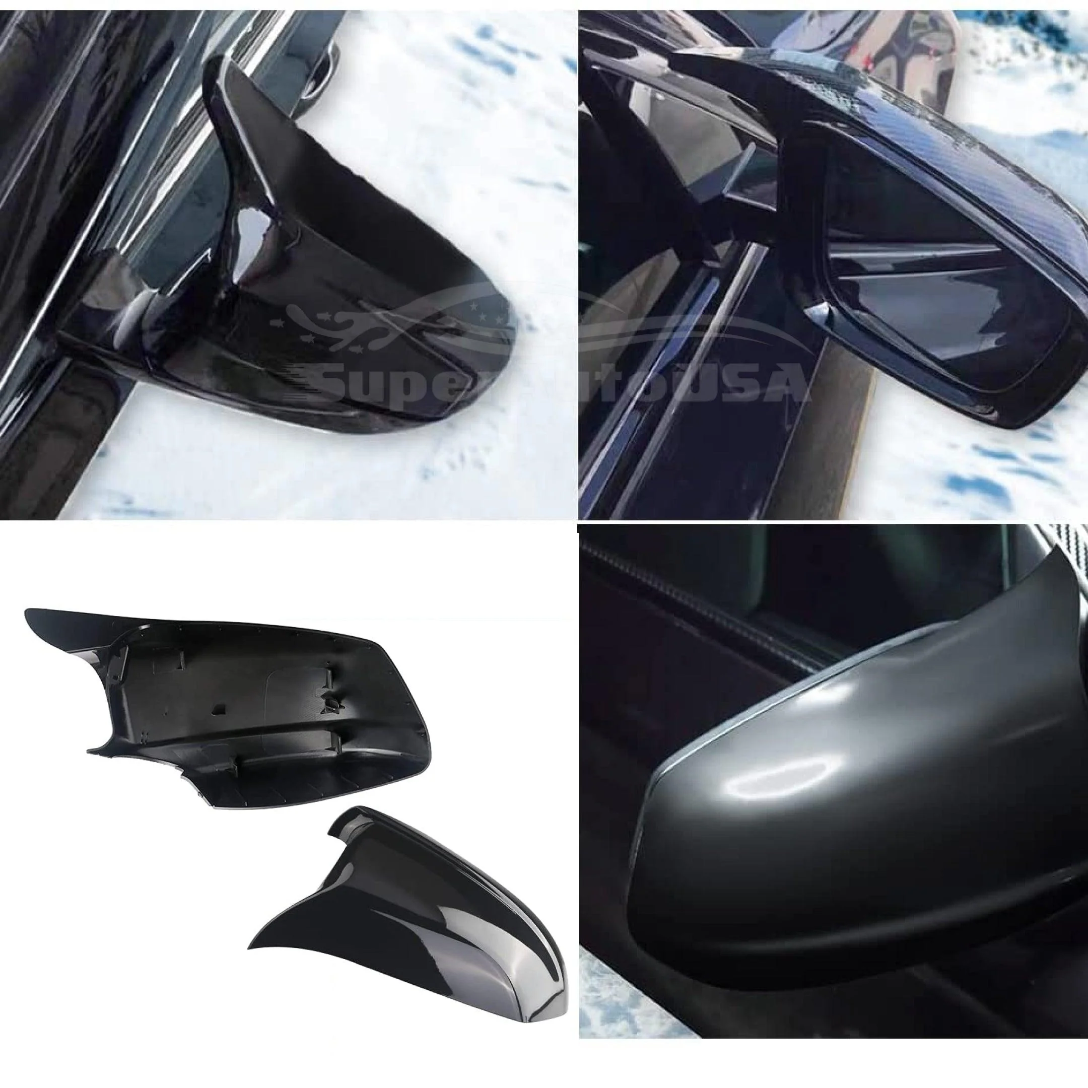 Fits BMW 1/3/4 series M2 Rearview Side Mirror Cover Caps Horn Style (Gloss Black) - Image 3