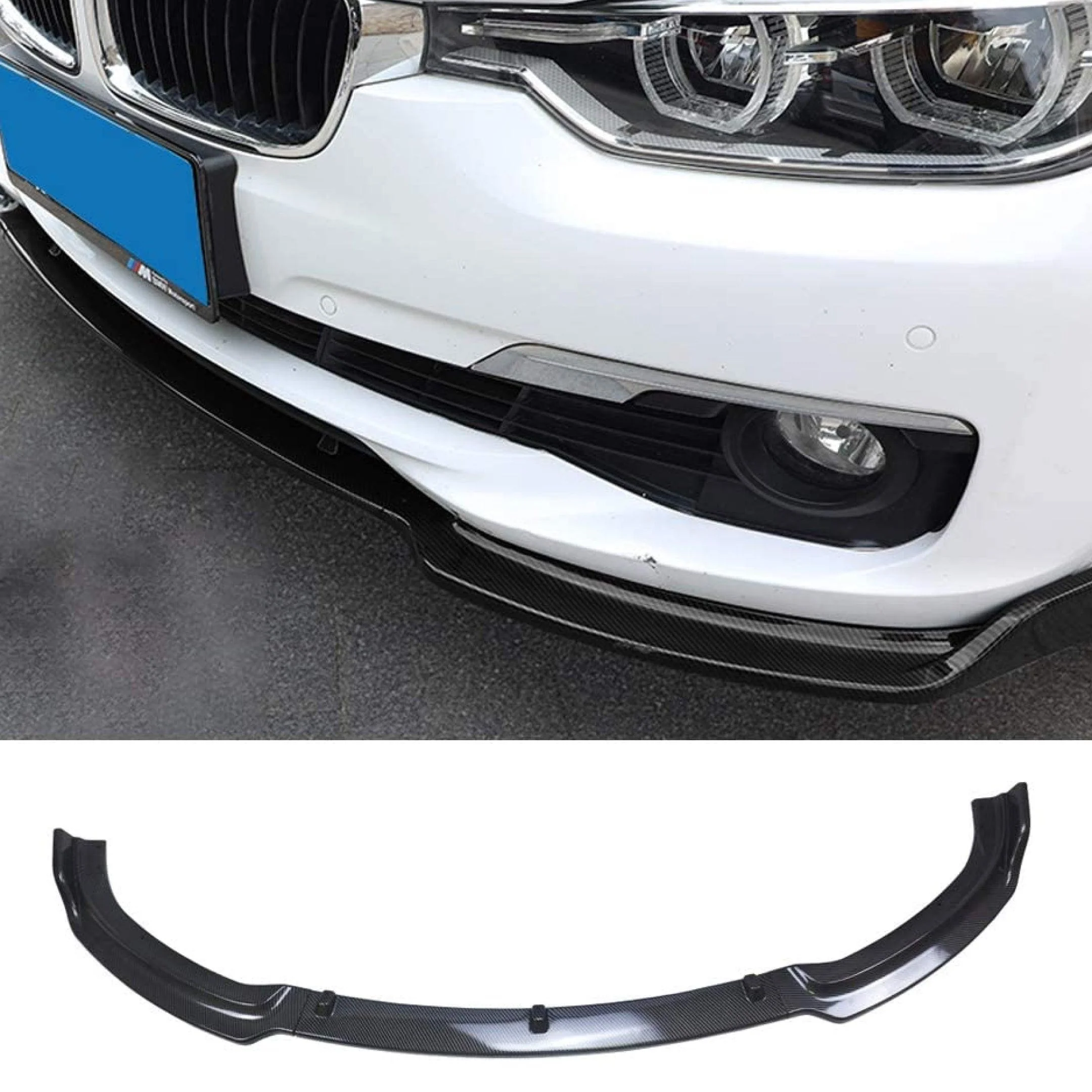 Fits 2013-2018 BMW F30 F31 3 SERIES Sedan Base Front Bumper Lip Spoiler (Carbon Fiber Print) - Image 3