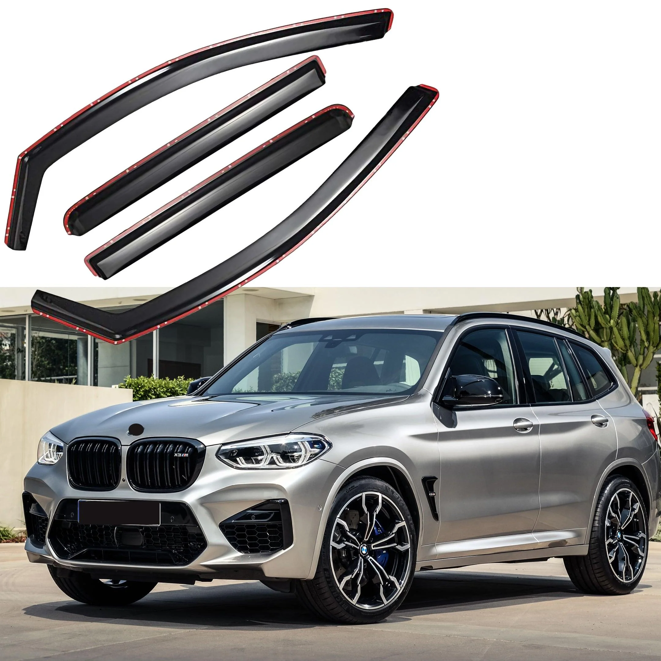 Fit 2019-2022 BMW X3 In-Channel Vent Window Visors Rain Sun Wind Guards Shade Deflectors
