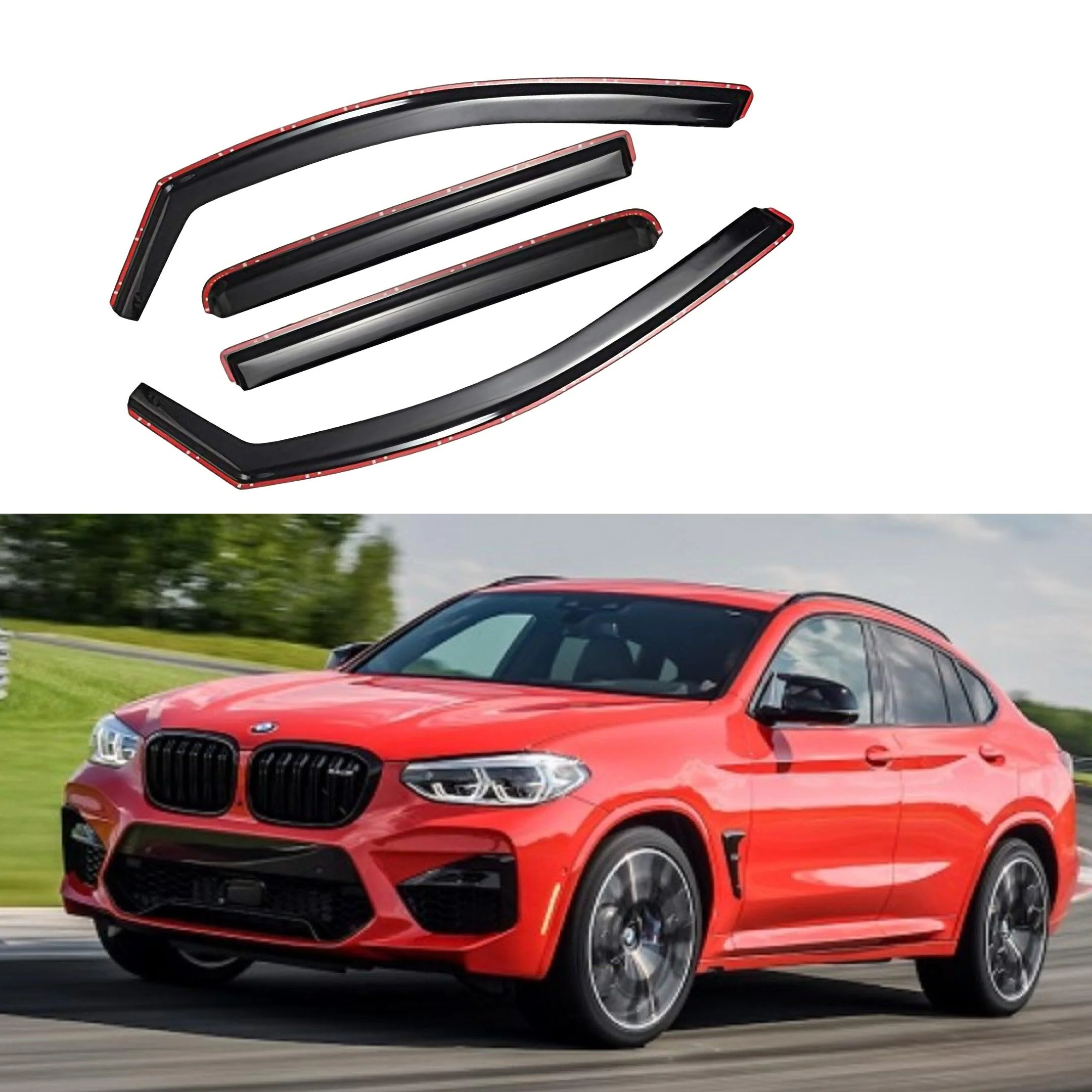 Fit 2019-2022 BMW X4 In-Channel Vent Window Visors Rain Sun Wind Guards Shade Deflectors