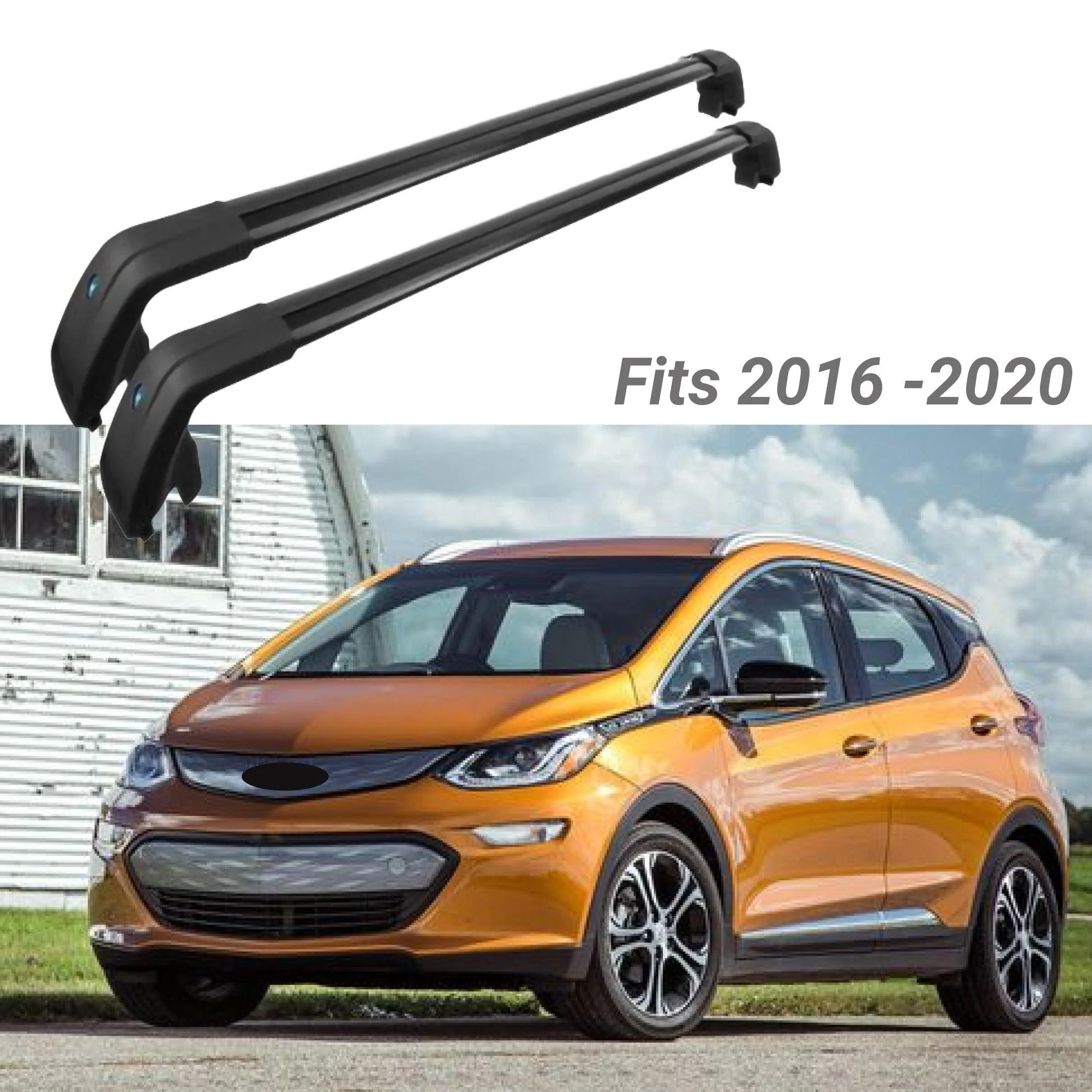 Fit 2016-2021 Chevrolet Bolt EV Black Roof Rack Baggage Luggage Cross Bar Crossbar - Image 2