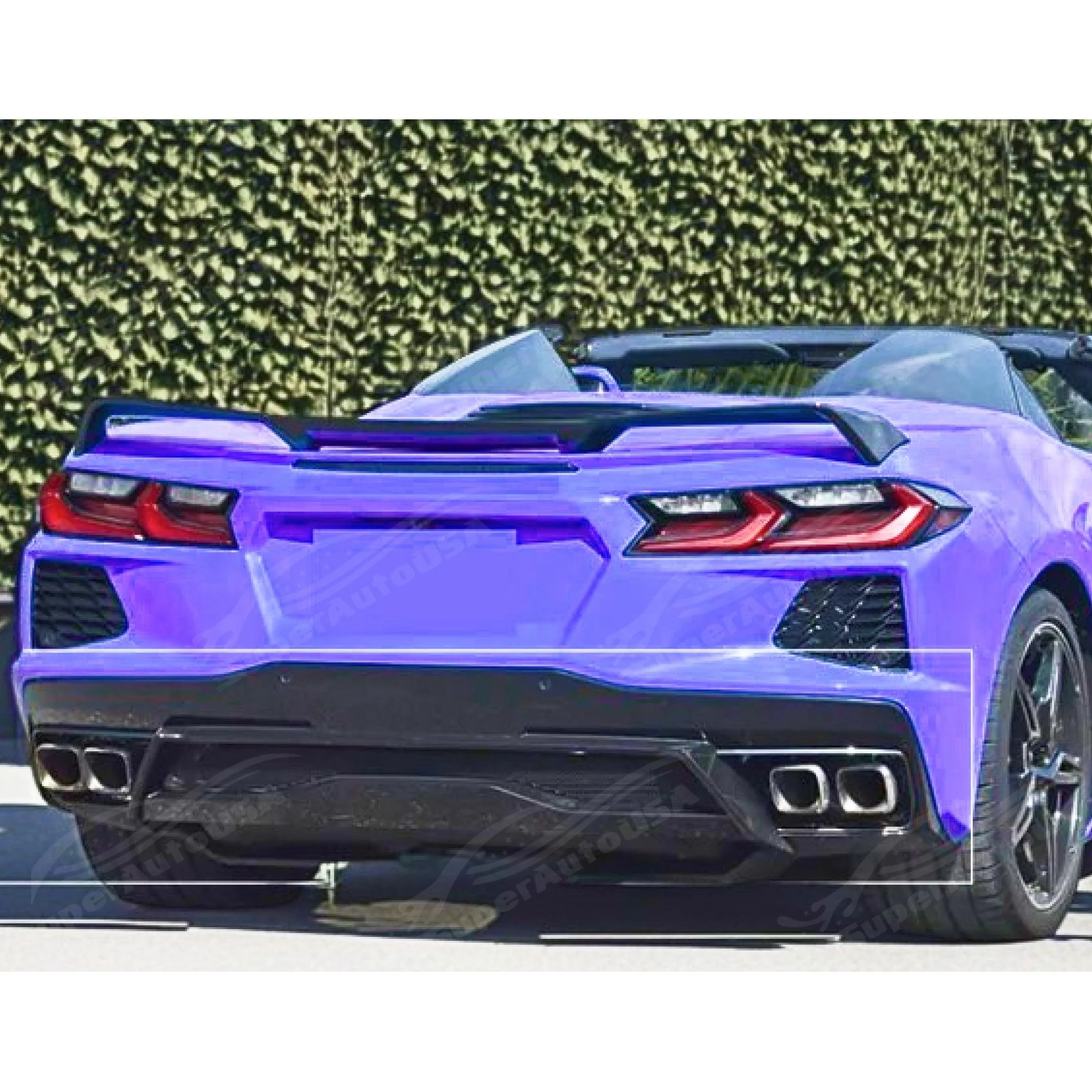 2020+ Chevrolet Corvette C8 Stingray - Shark Fin Style Rear Diffuser - Gloss Black - Image 4