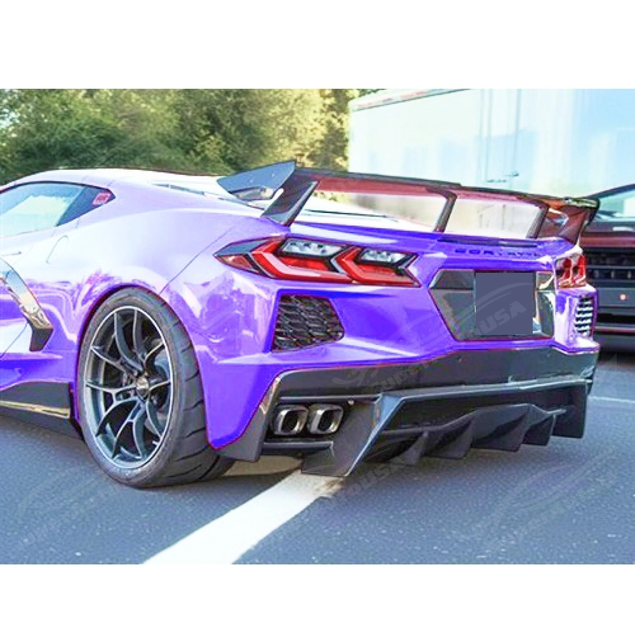 2020+ Chevrolet Corvette C8 Stingray - Shark Fin Style Rear Diffuser - Gloss Black - Image 6